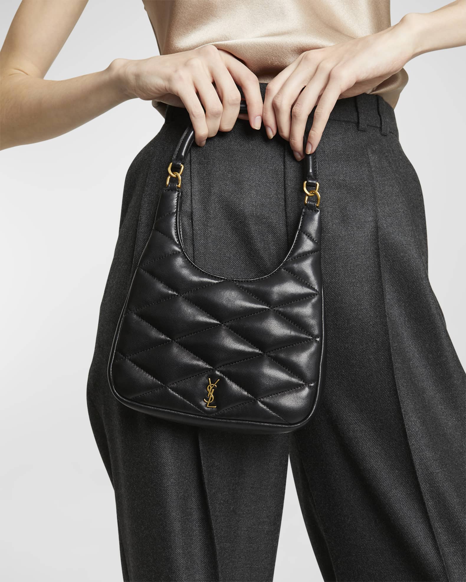 Saint Laurent Sade Mini YSL Hobo Bag in Quilted Lambskin Neiman Marcus