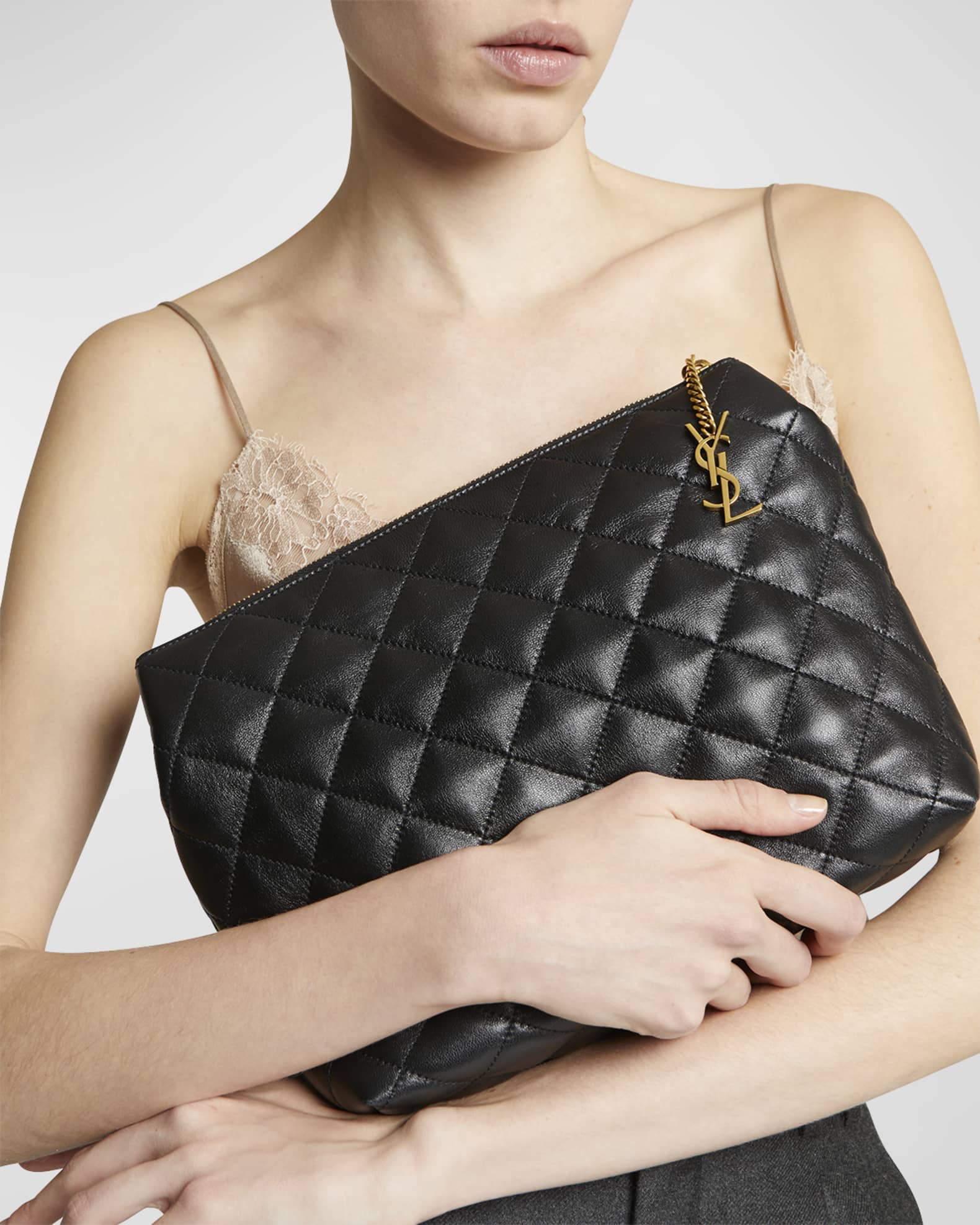 Ysl cosmetic bag with chain sale