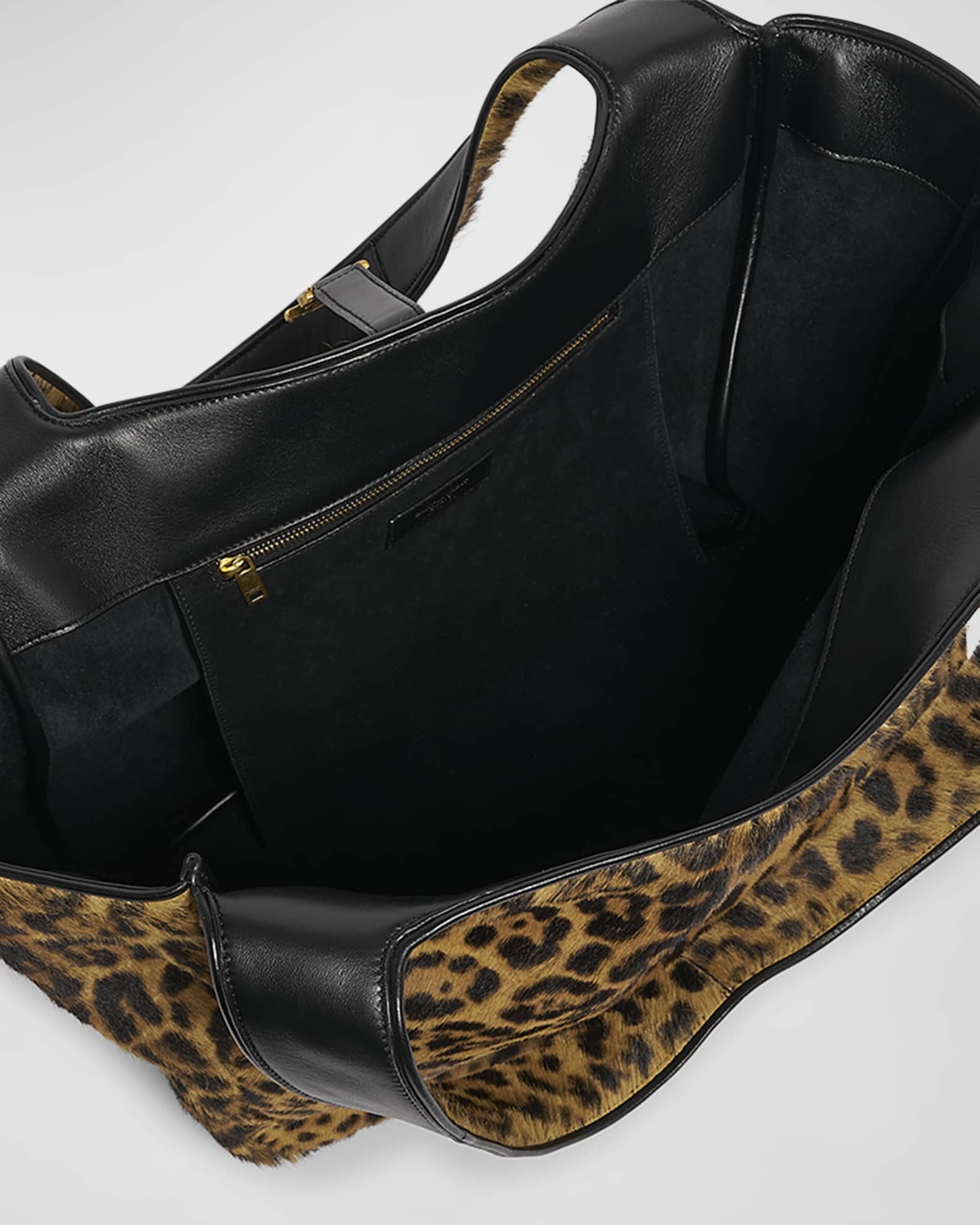 Saint Laurent Bea YSL Leopard-Print Tote Bag in Calf Hair