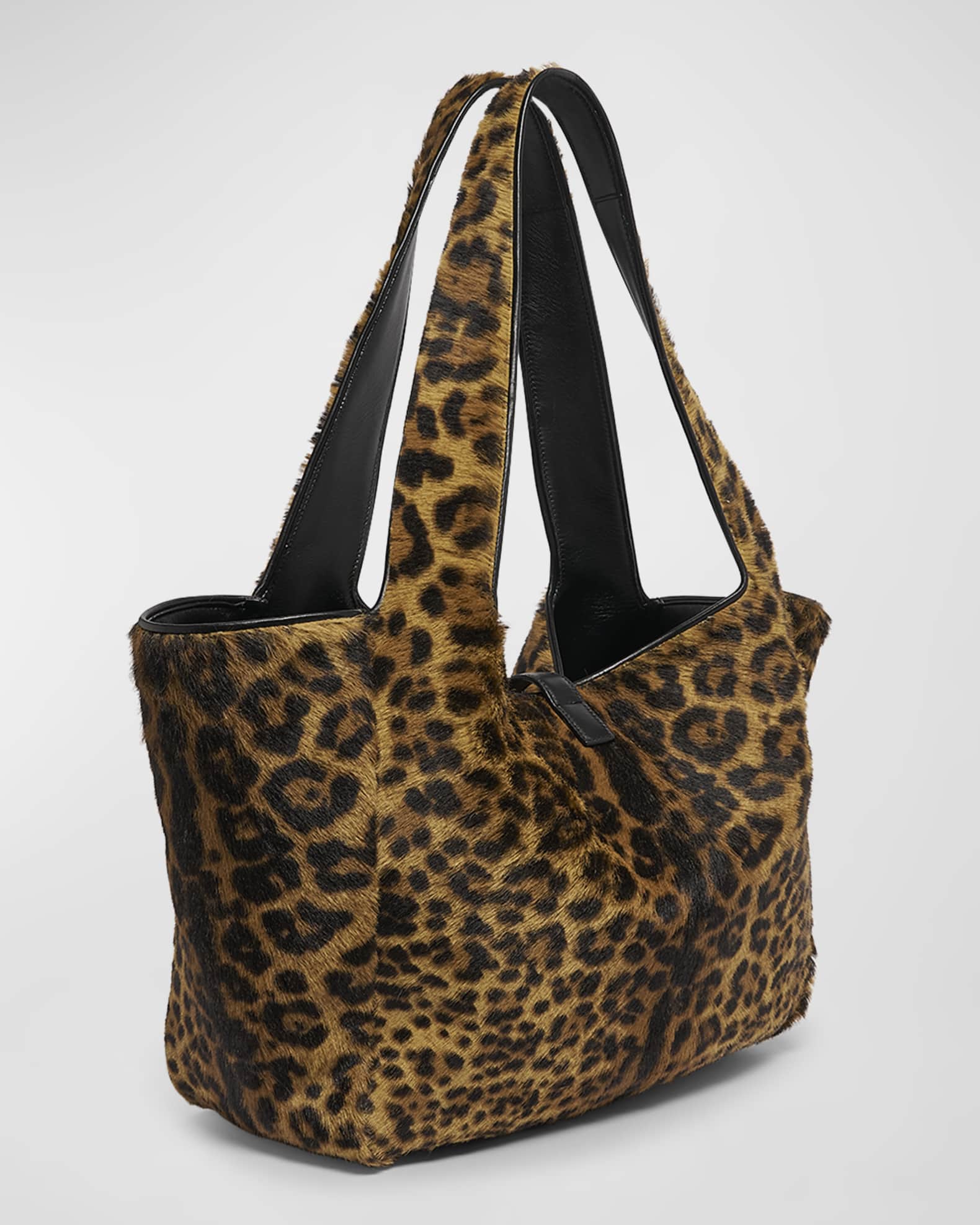 Bea YSL Leopard Print Tote Bag in Calf Hair and Leather