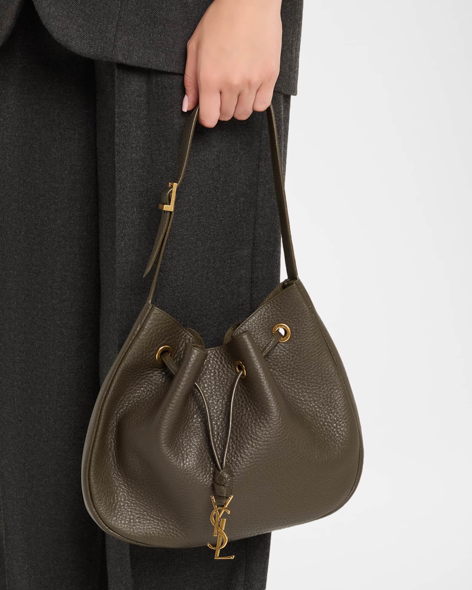 Paris VII Small YSL Hobo Bag in Grained Deer Leather  1