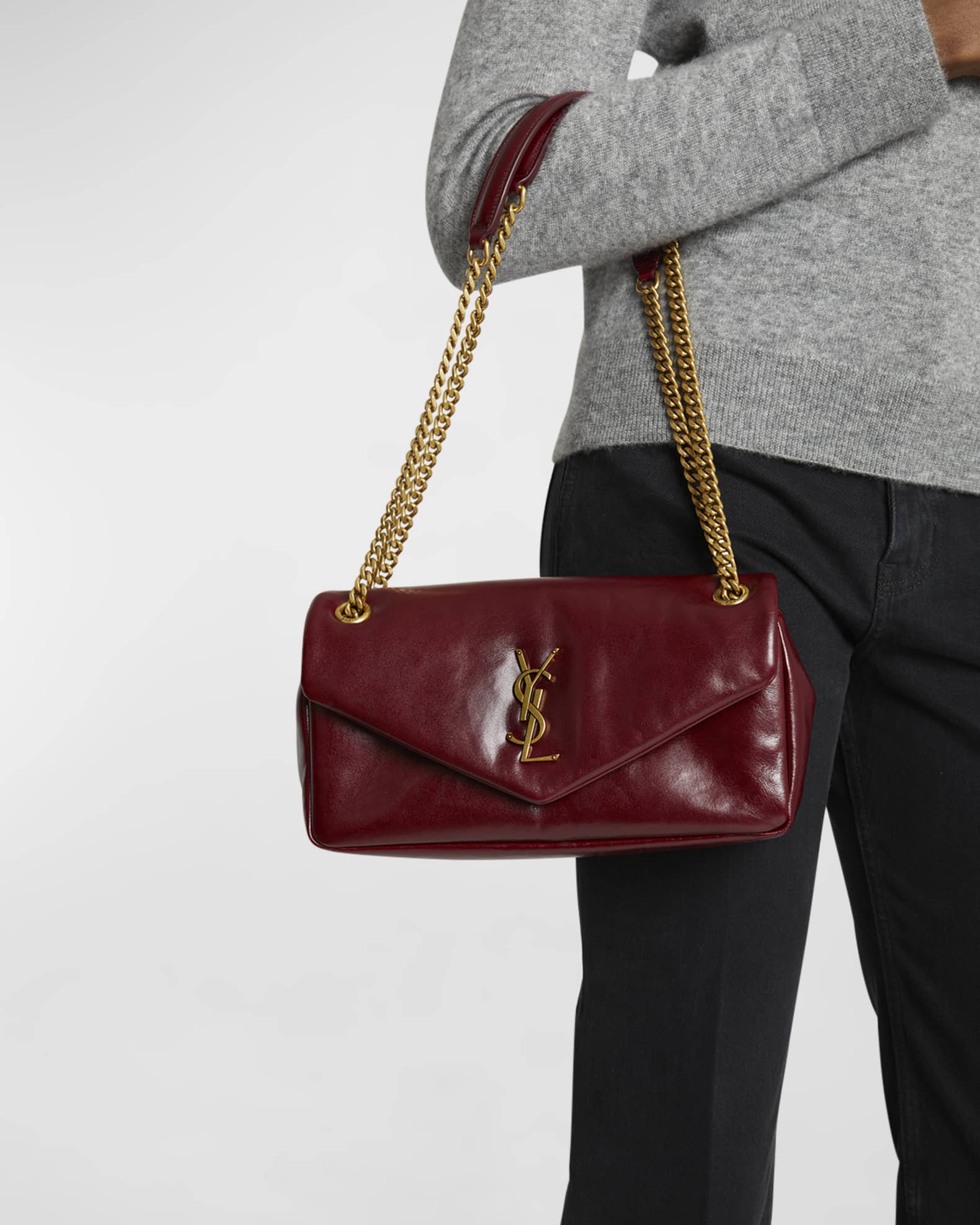 Saint Laurent Calypso Small YSL Shoulder Bag in Smooth