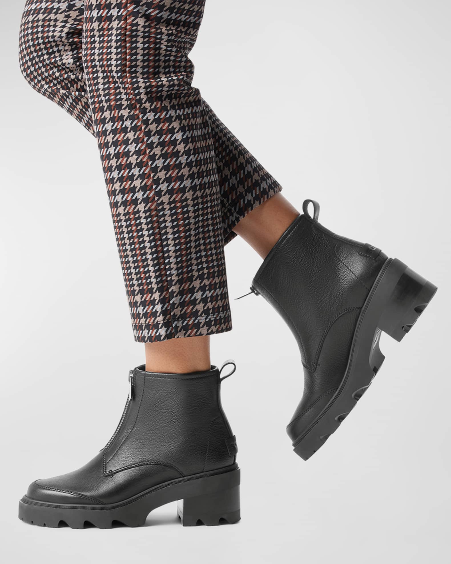 Joan Now Zip Low-Heel Leather Booties 1