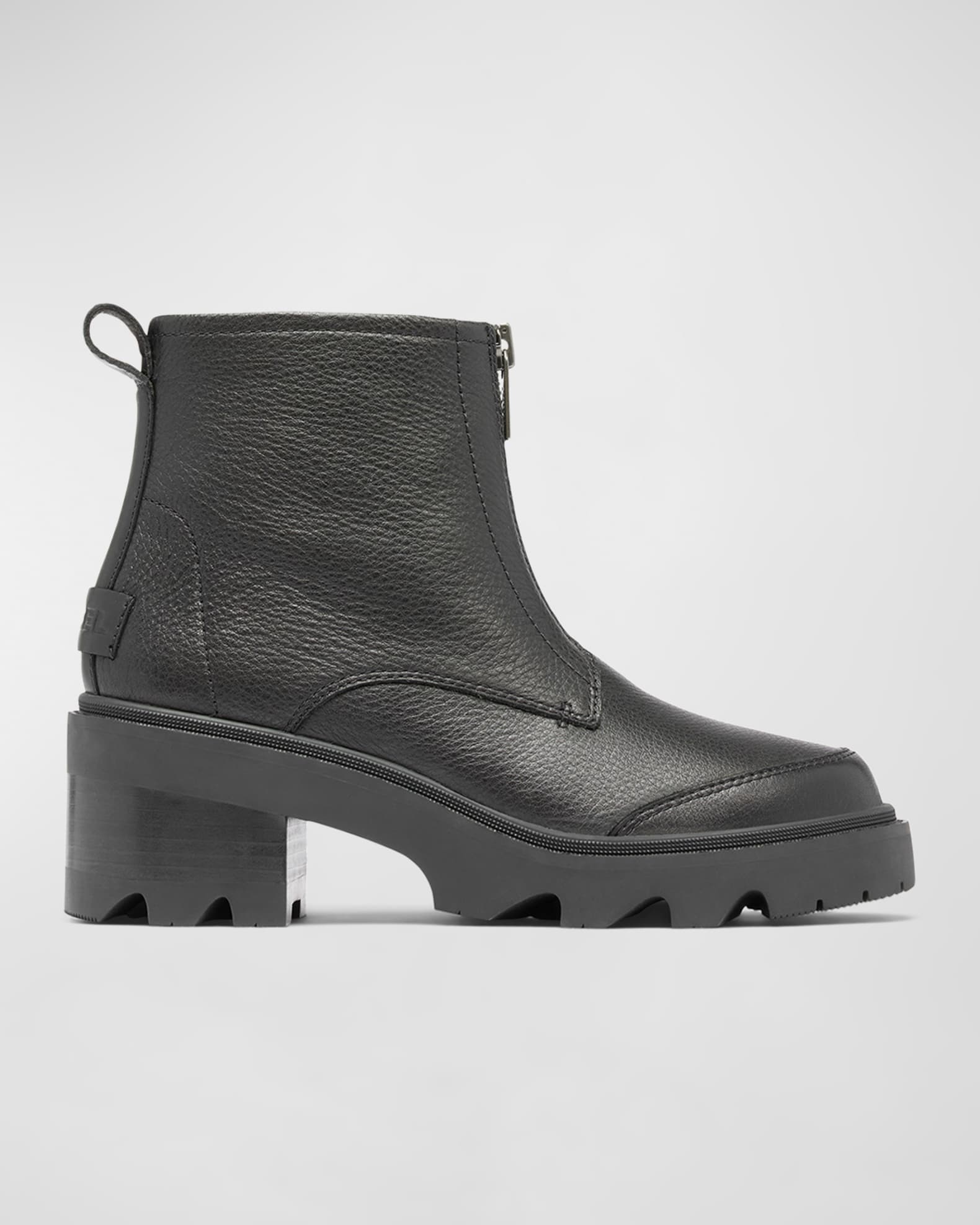 Joan Now Zip Low-Heel Leather Booties 0