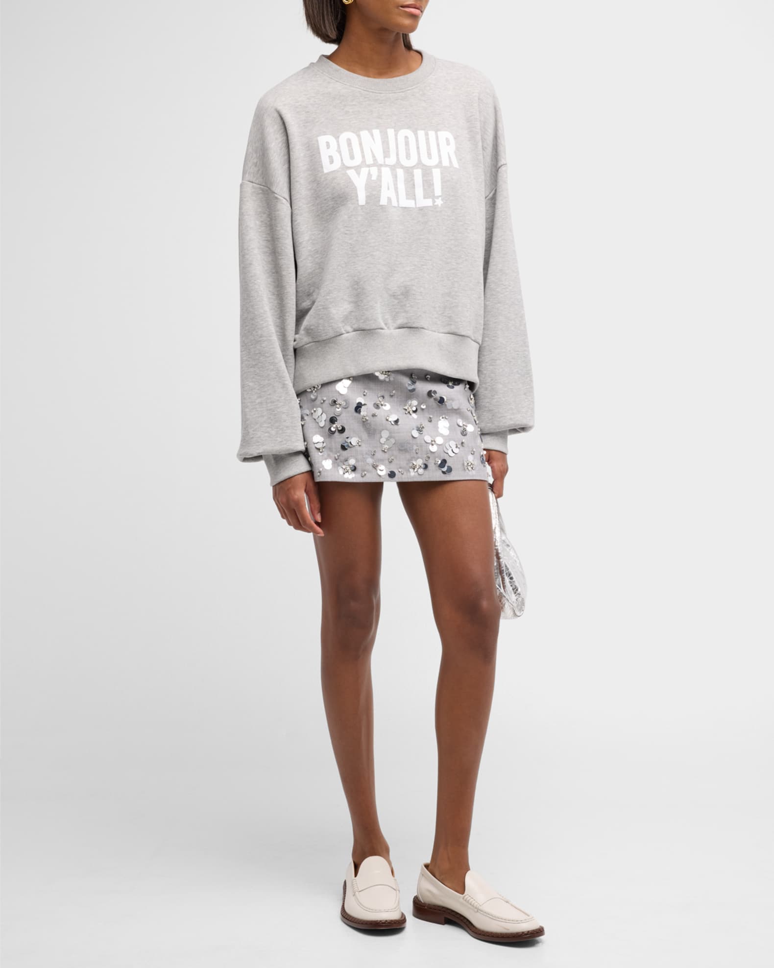 Bonjour Y'all Drop-Shoulder Cotton Sweatshirt 1