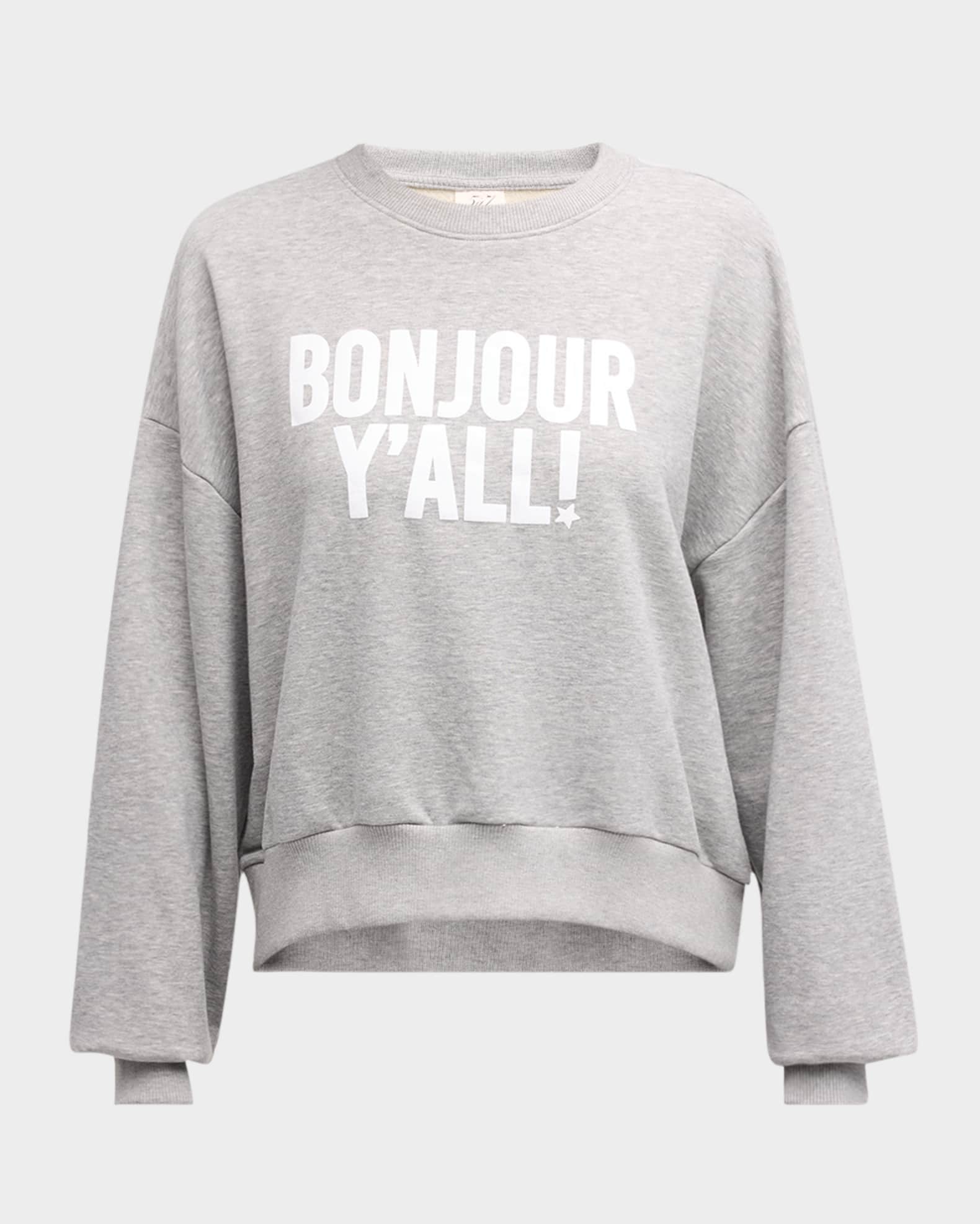 Bonjour Y'all Drop-Shoulder Cotton Sweatshirt 0