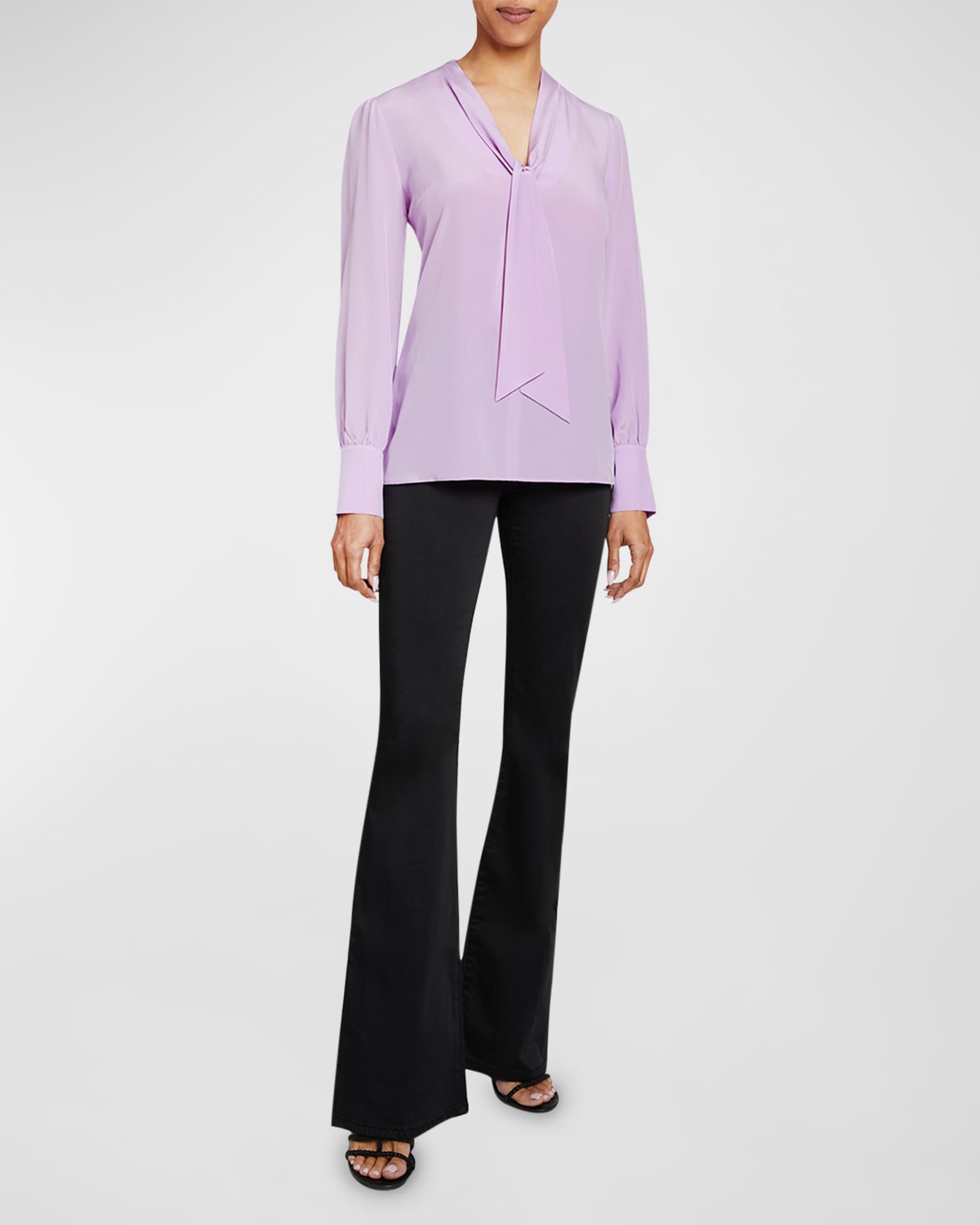 Francis Tie-Neck Crepe De Chine Blouse 1