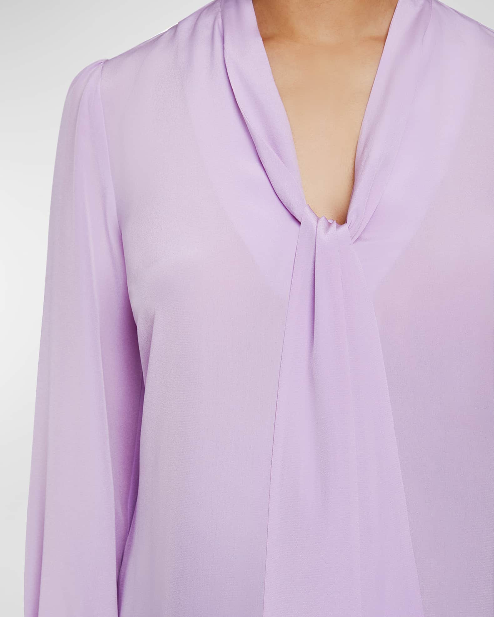 Santorelli Francis TieNeck Crepe De Chine Blouse Neiman Marcus