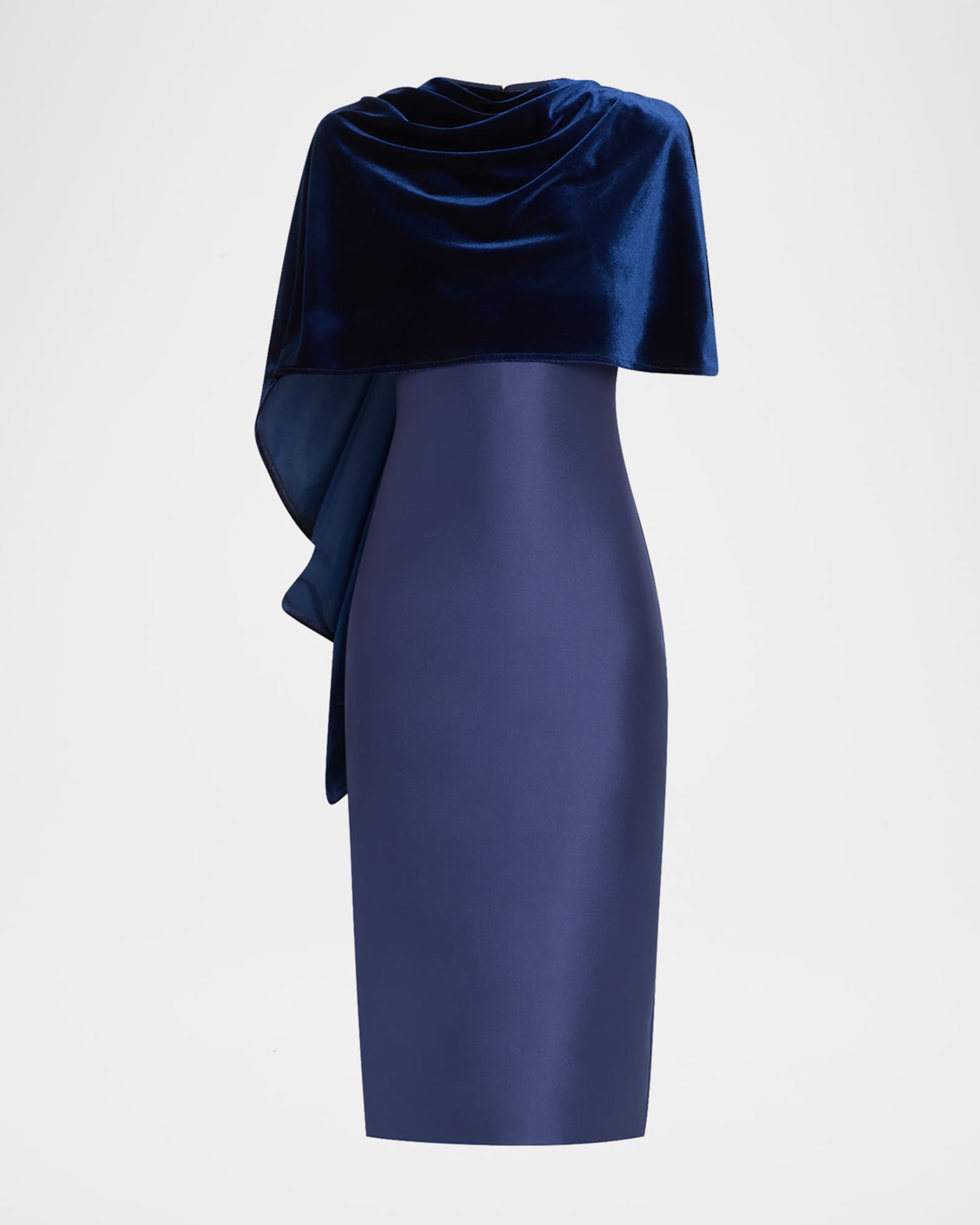 Badgley Mischka Velvet Wrap Midi Sheath Dress Neiman Marcus