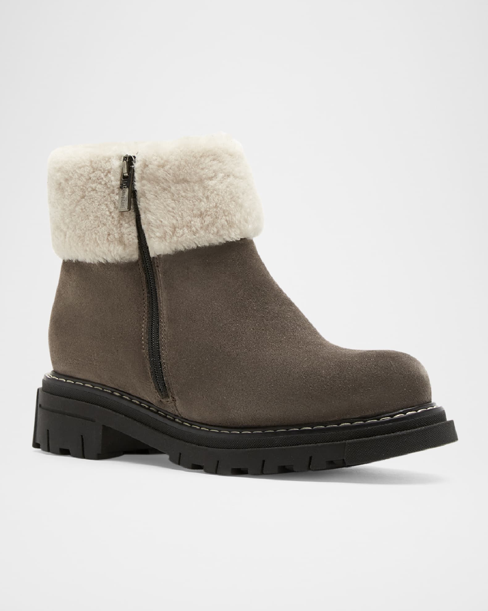 La Canadienne Declan Suede Shearling Winter Booties Neiman Marcus