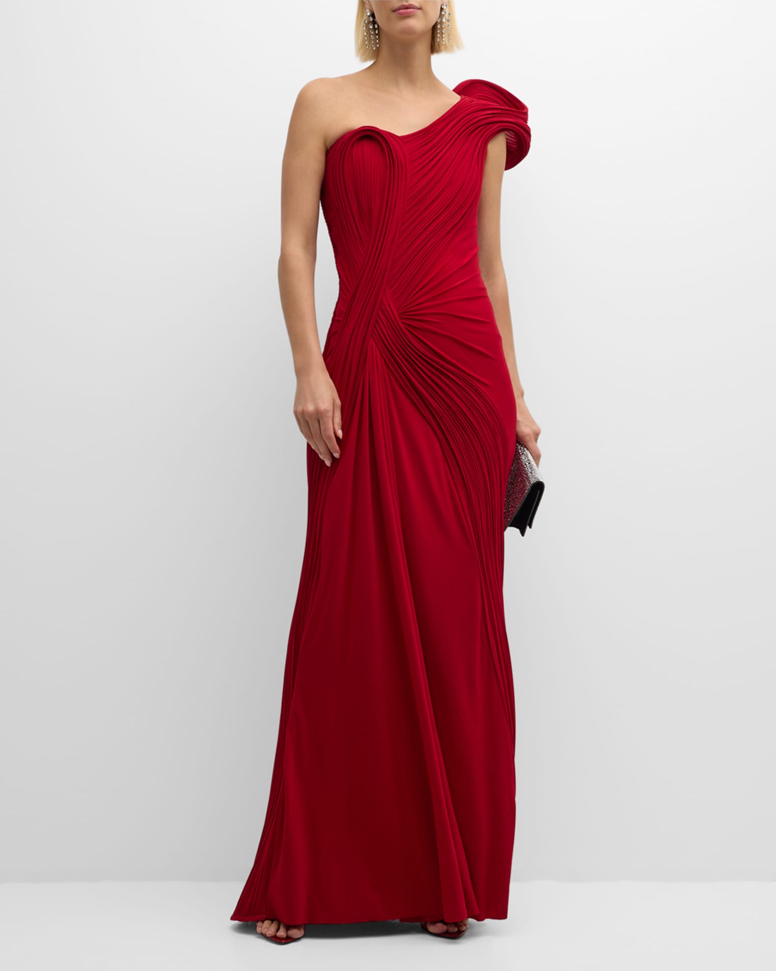 Gaurav Gupta Sculpted One Shoulder Jersey Gown Neiman Marcus