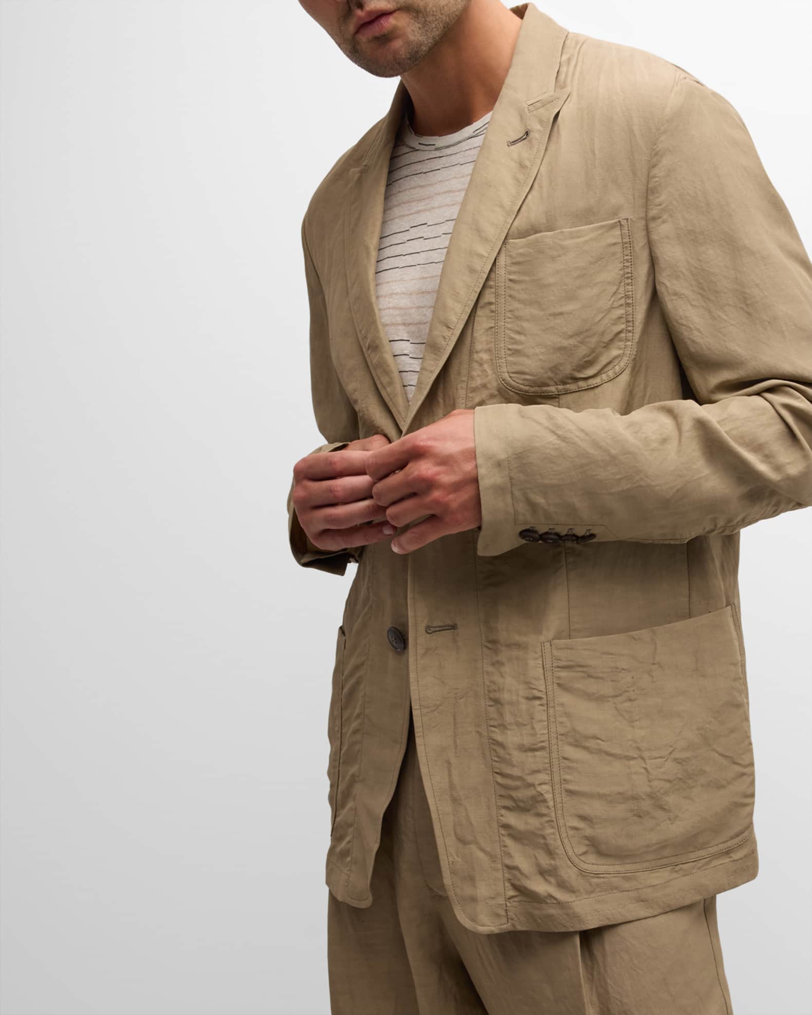 Men s Viscose and Linen Two Button Blazer
