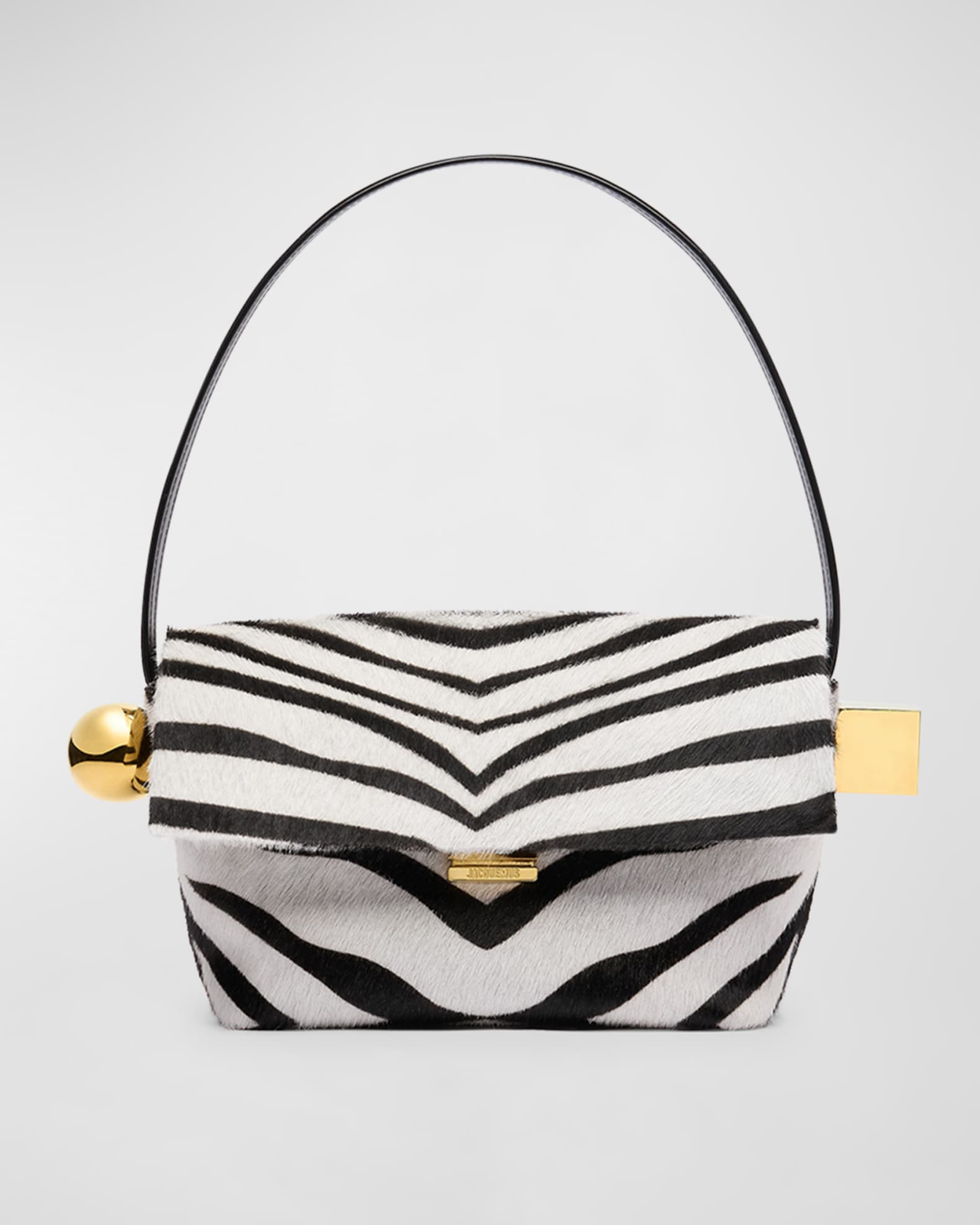 Le Rond Carre Zebra Printed Leather Shoulder Bag