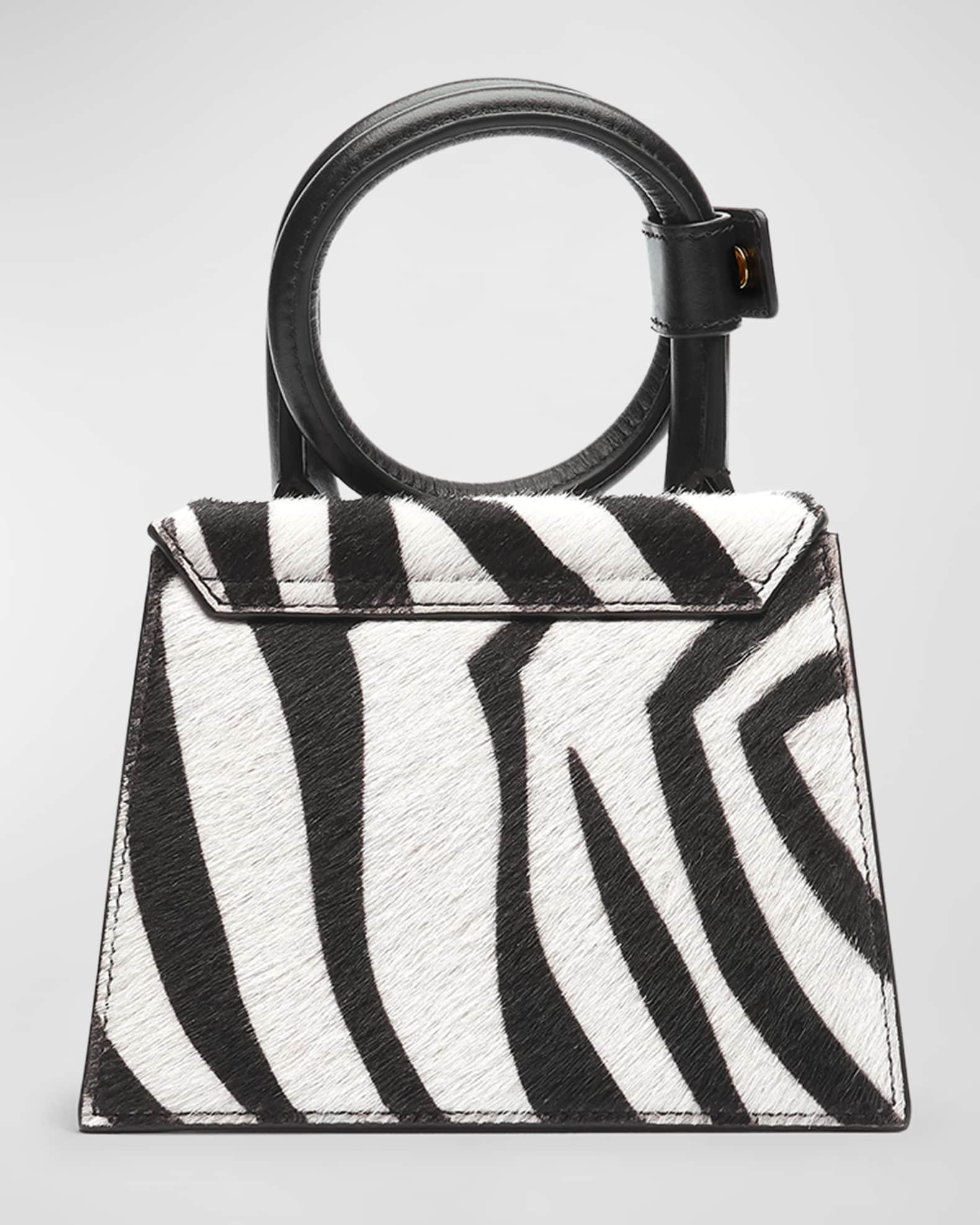 Le Chiquito Noeud Zebra Printed Leather Top Handle Bag