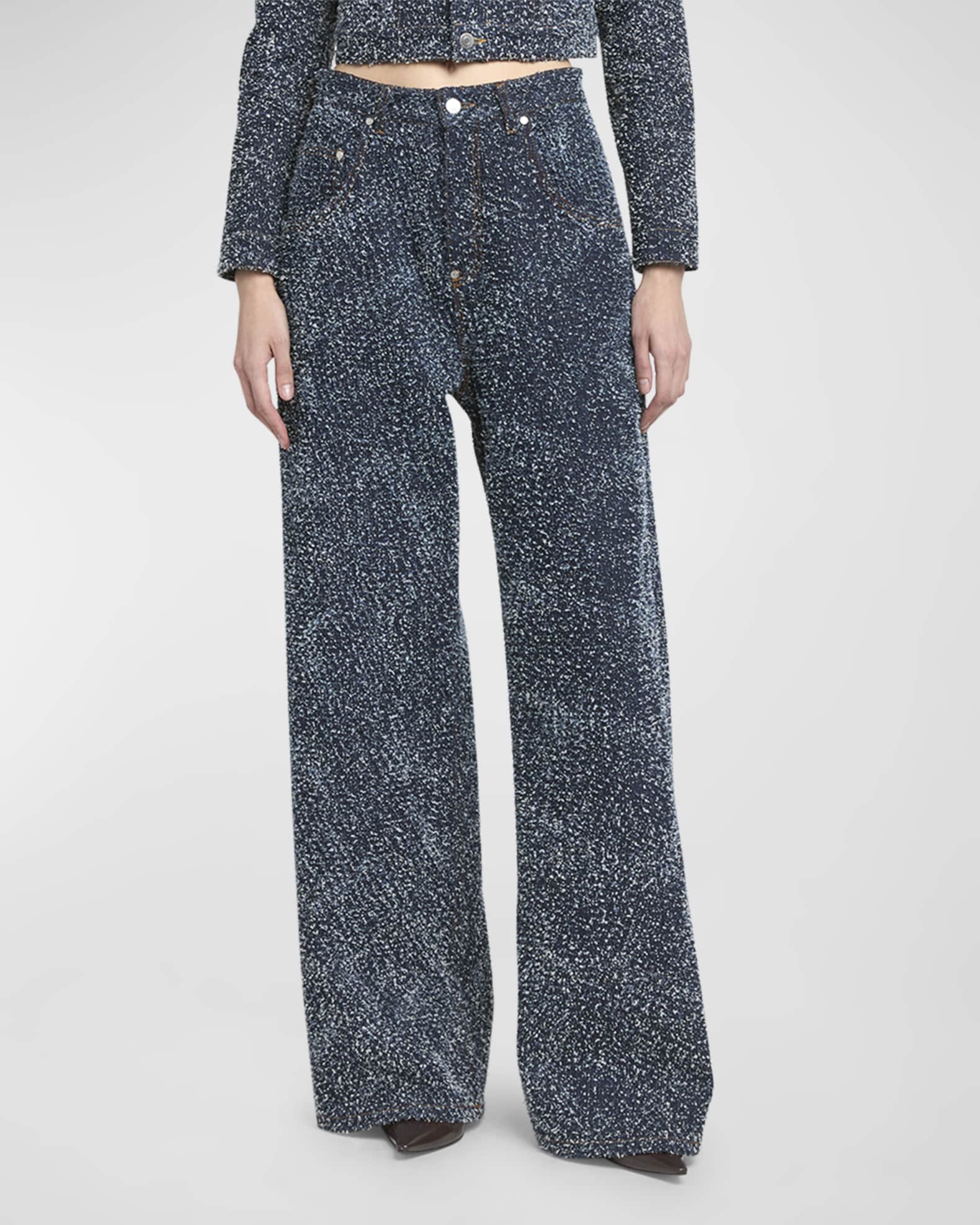 Stella McCartney Boucle Denim Wide-Leg Jeans | Neiman Marcus