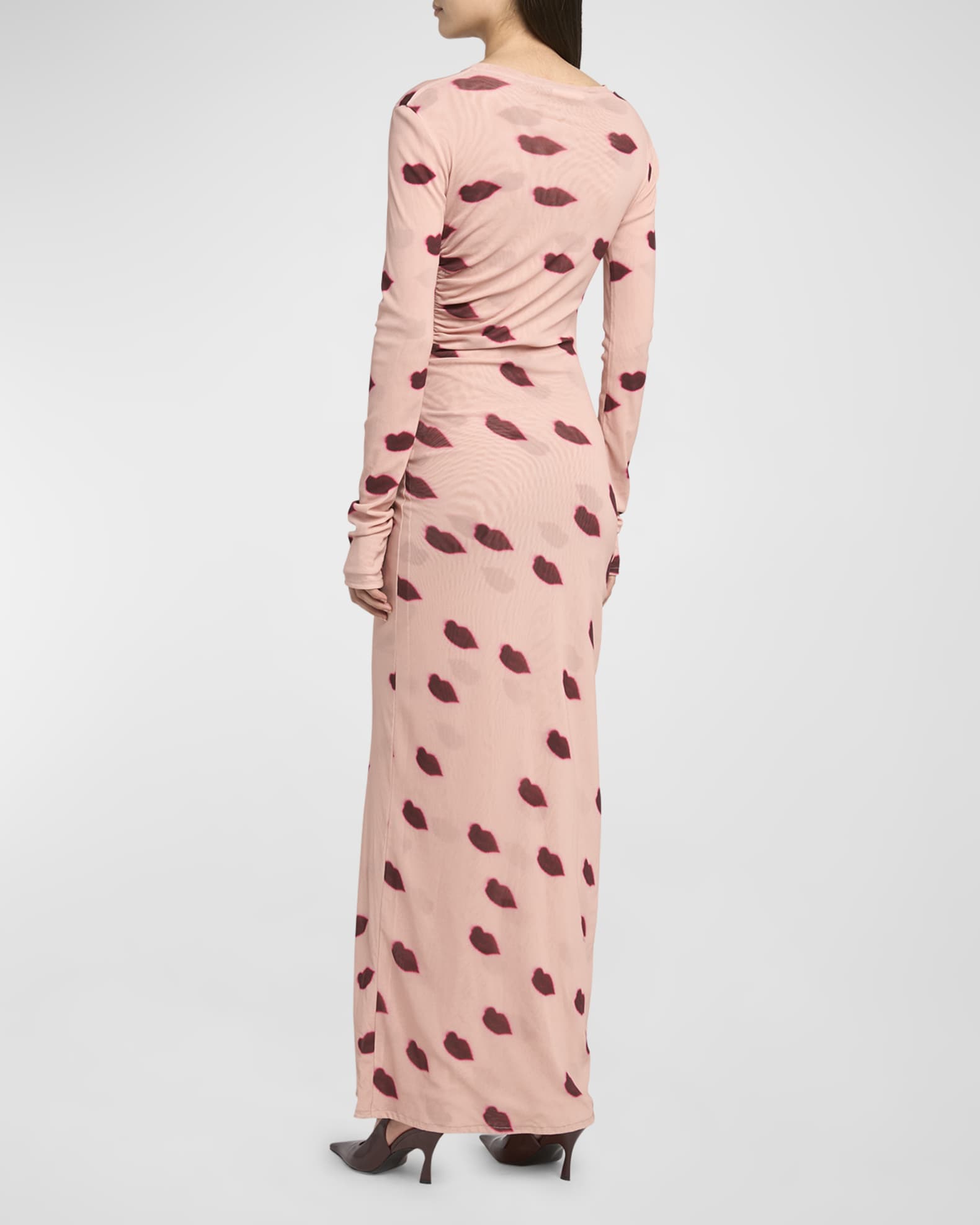 Stella McCartney Lips Print Mesh Maxi Dress Neiman Marcus
