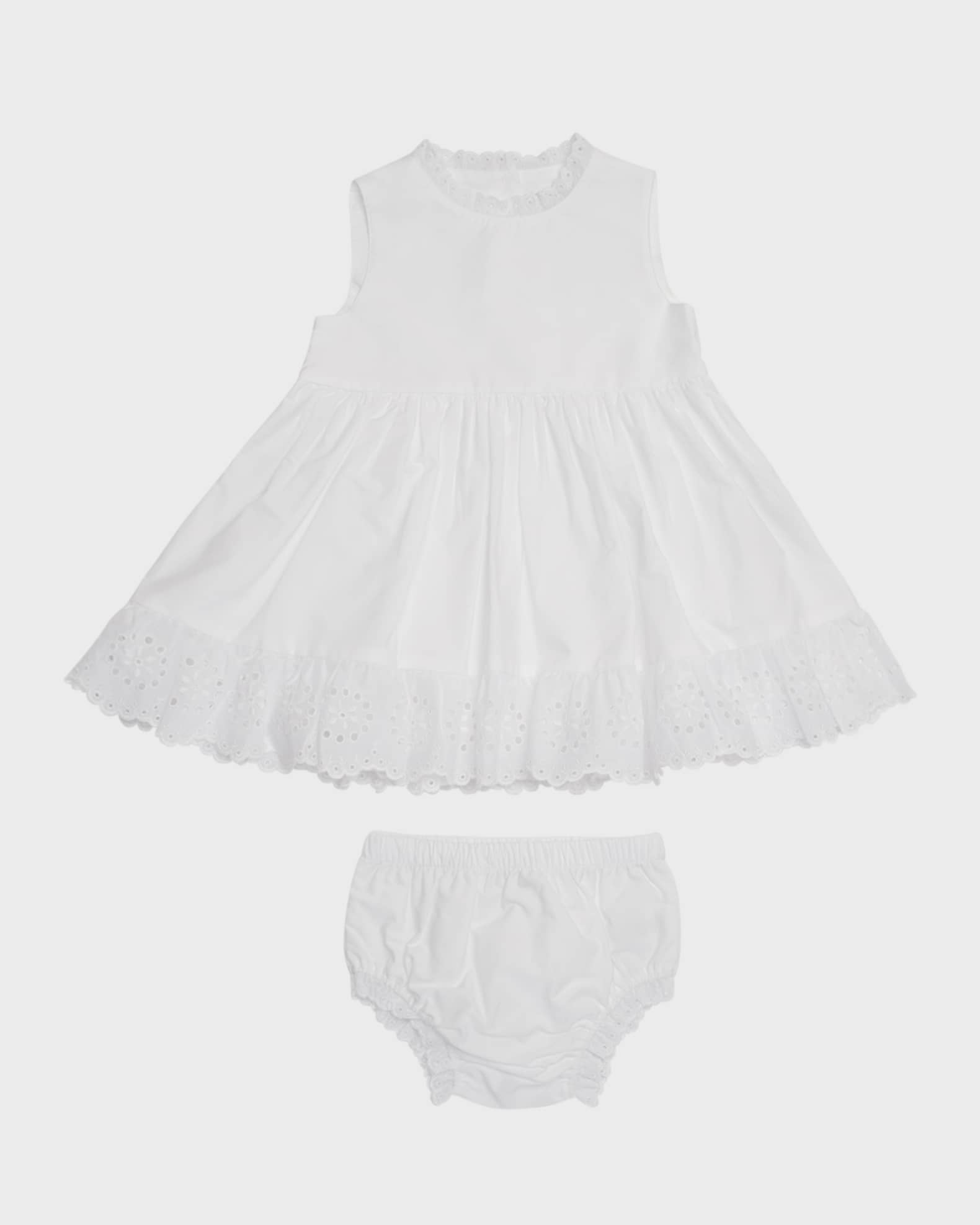 Baby Girl s Caroline Eyelet Trim Dress W Bloomers Size 3M 18M