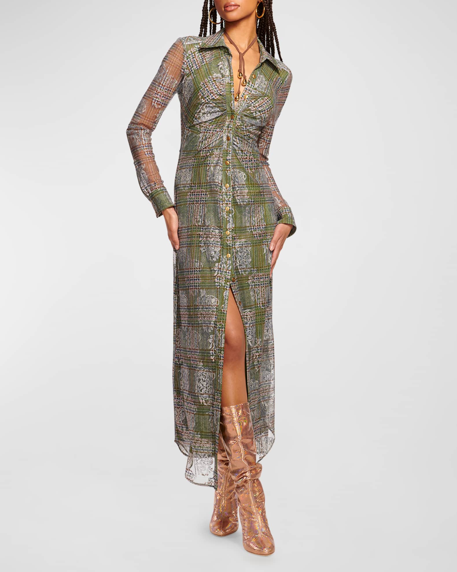 Wyatt Tartan Midi Dress 1