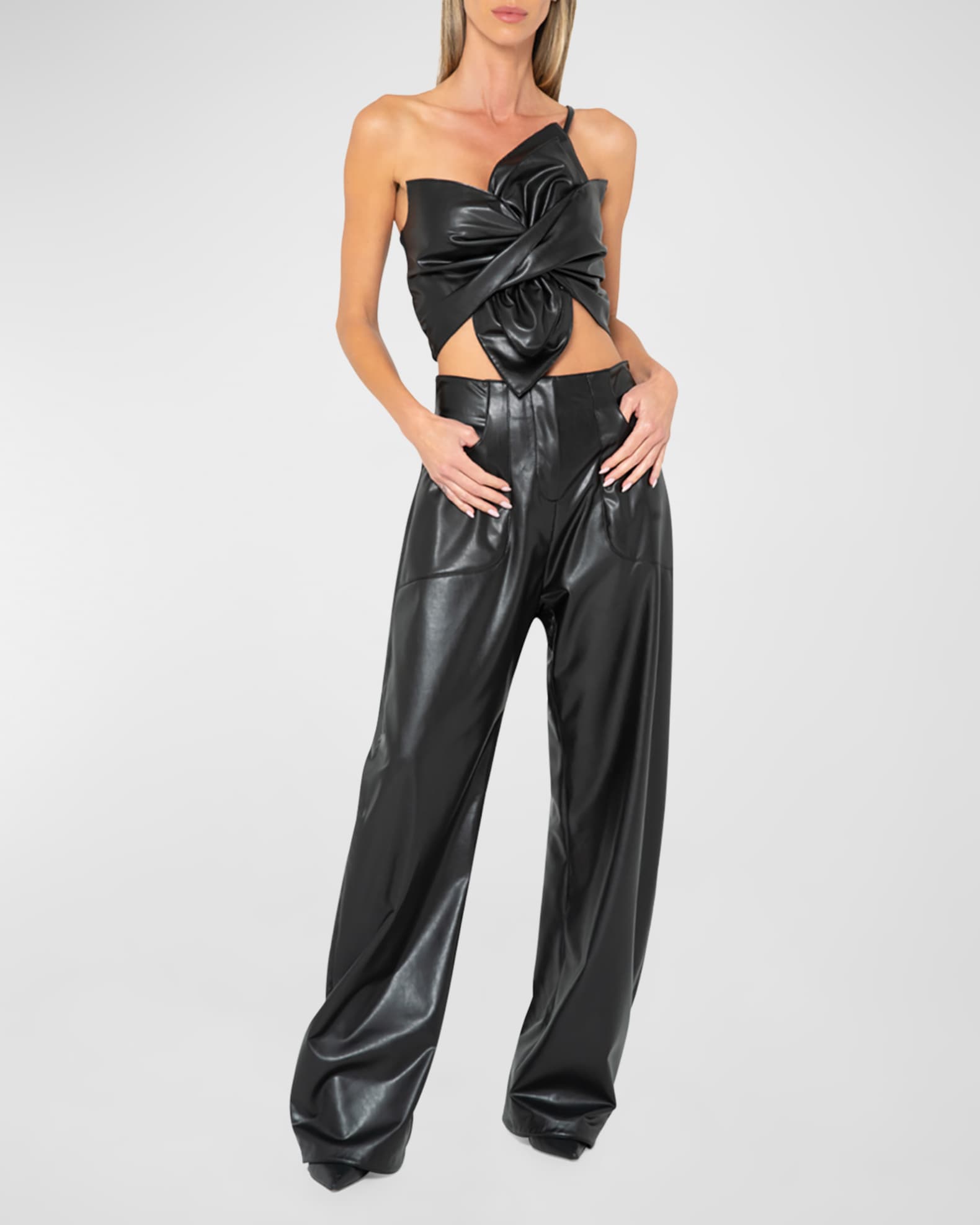 Orchid Faux Leather Crop Top 1
