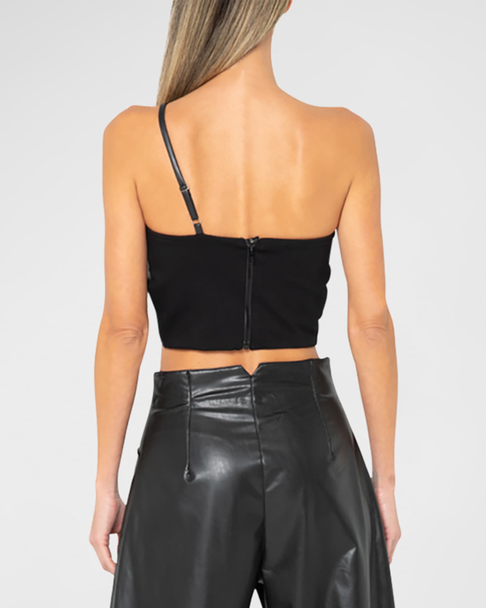 JBQ Orchid Faux Leather Crop Top | Neiman Marcus