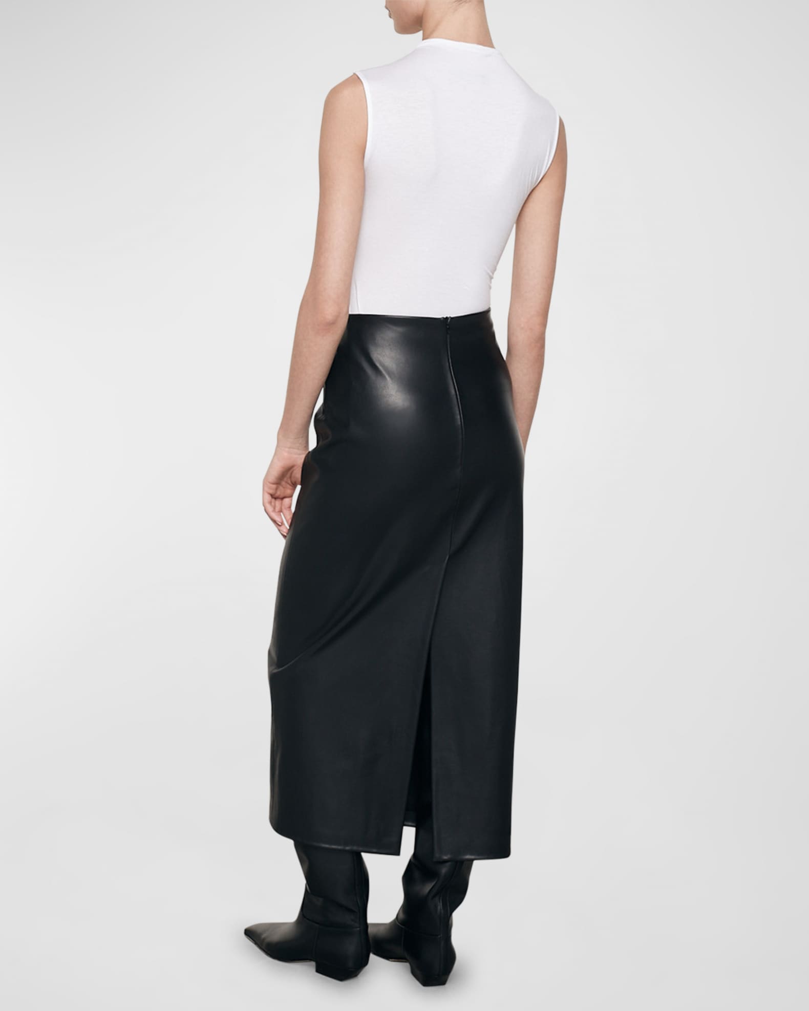 Ankle length leather skirt deals