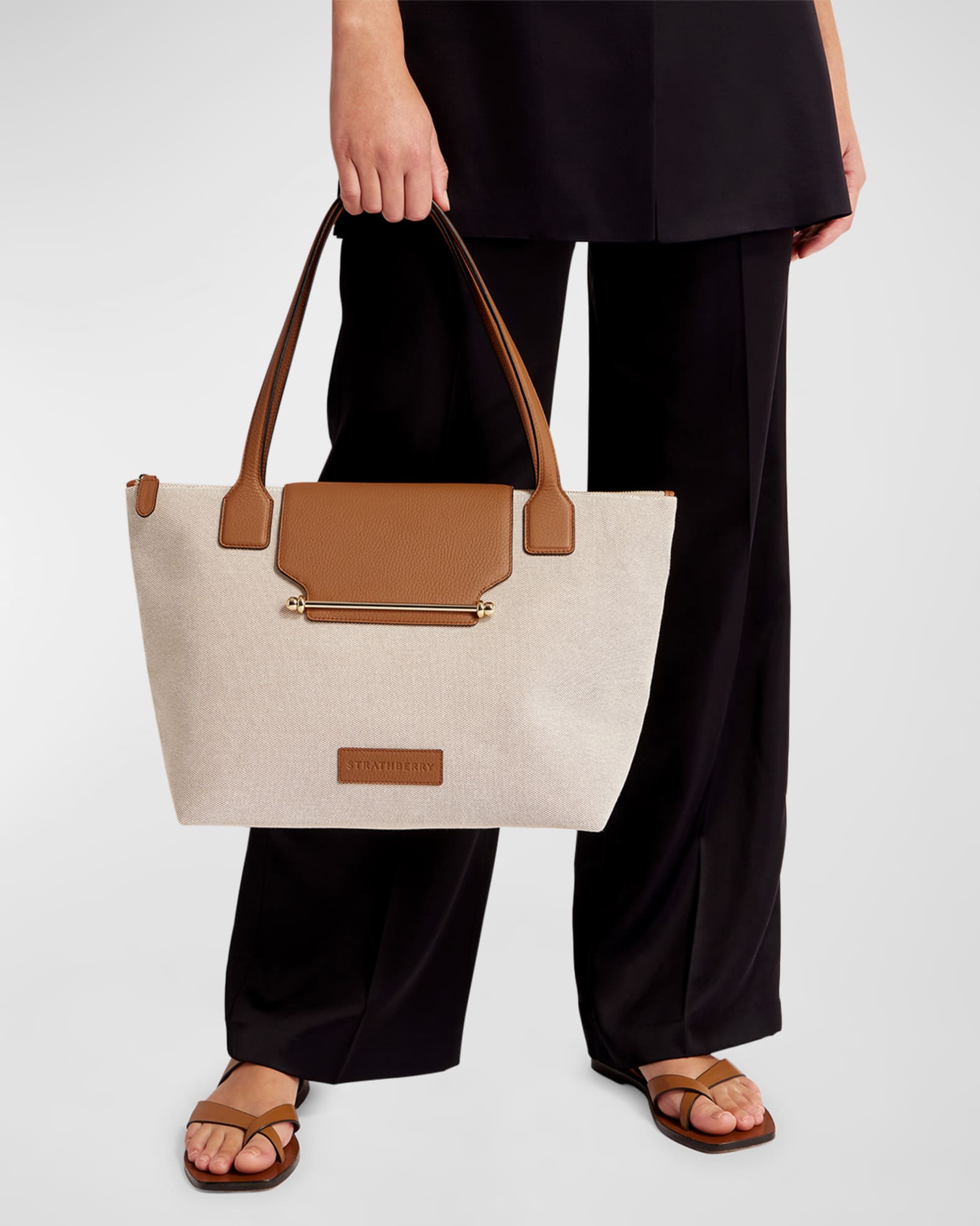 STRATHBERRY Canvas Leather Travel Tote Bag Neiman Marcus