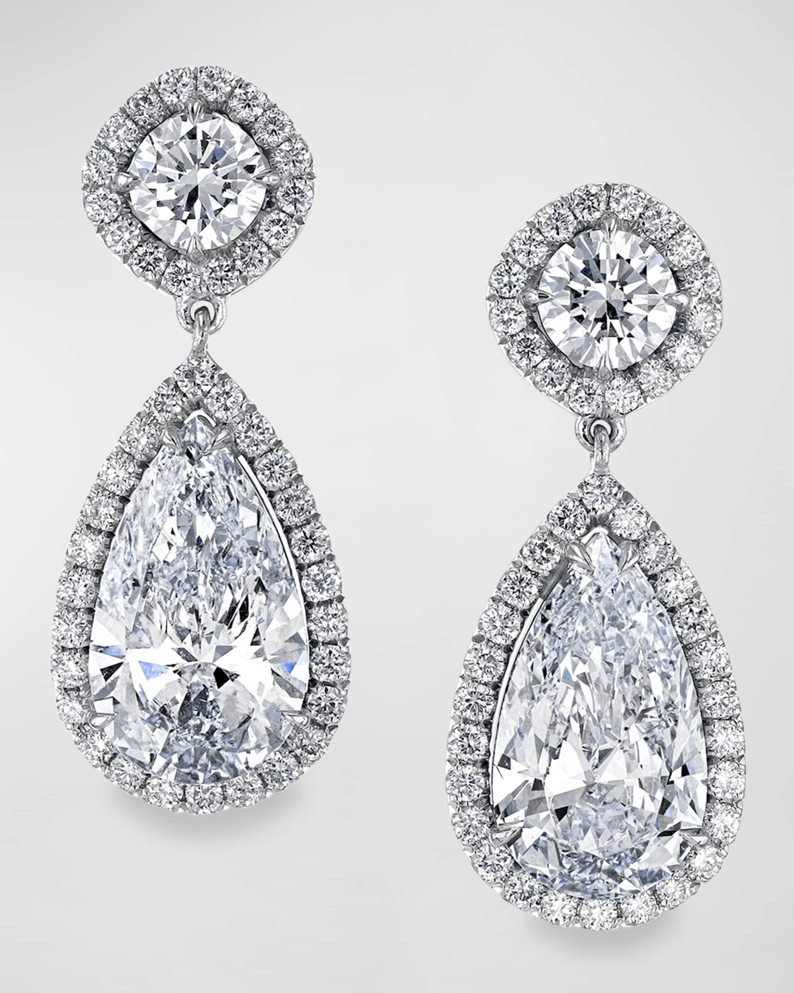 Platinum Dangling Diamond Earrings, 7.97tcw, 1.10"L x 0.44"W 0