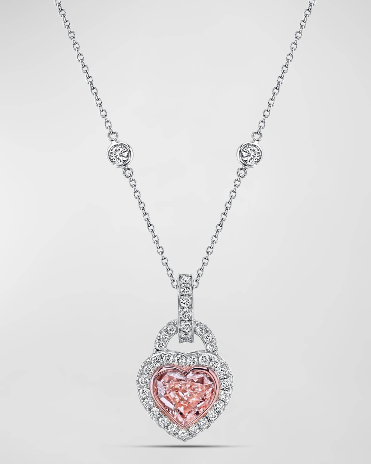 Neiman Marcus Diamonds Platinum 18K Rose Gold Pink Heart Diamond 2