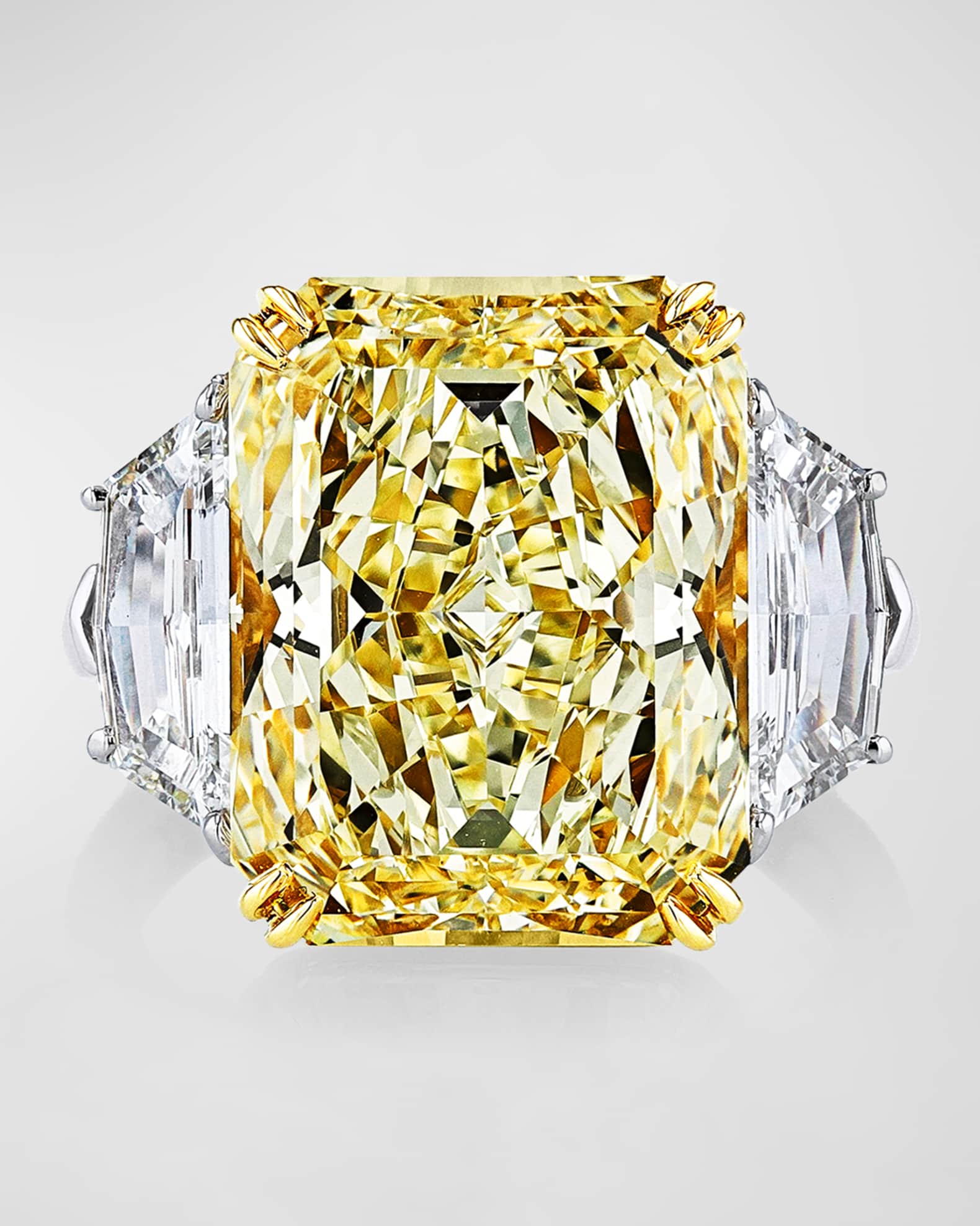 Radiant Cut Two-Tone Banded Ring, 13.54tcw (Size 6.5) 0