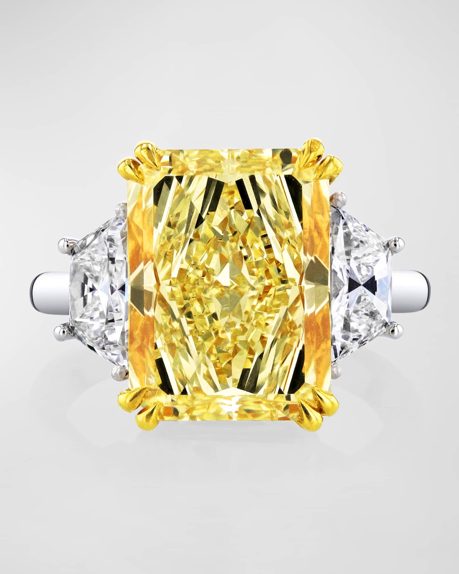 Yellow Radiant Cut Tree Stone Diamond Ring 9.53tcw Size 6.5