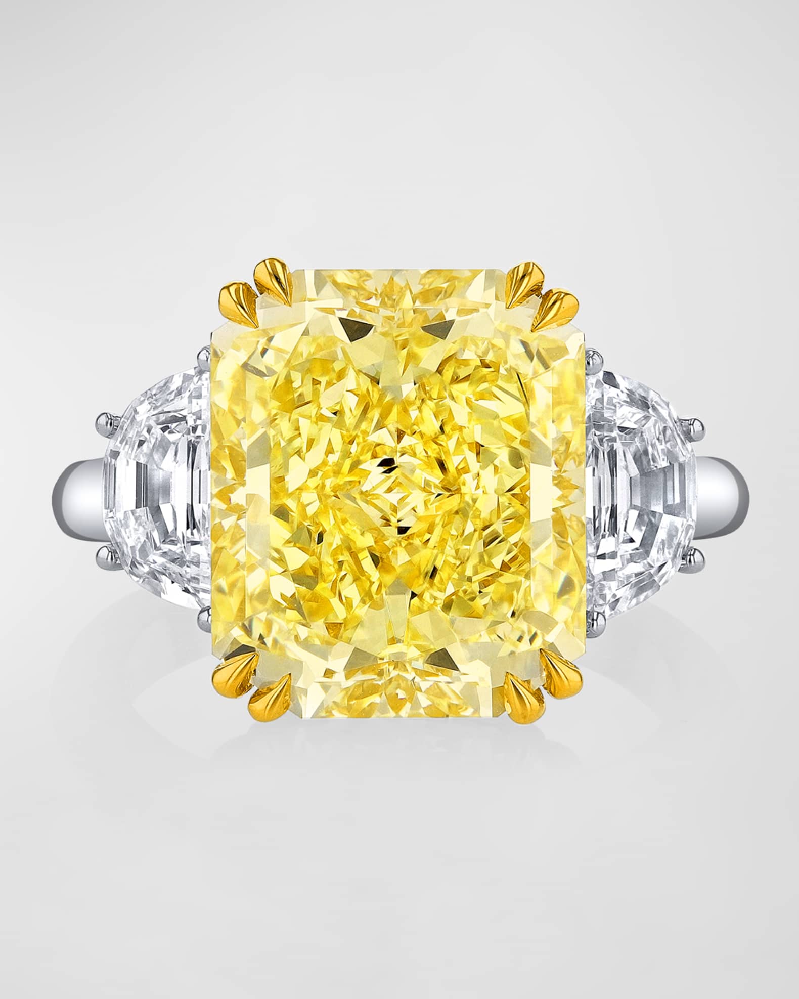 Yellow Radiant Cut Three Stone Diamond Ring, 9.72tcw (Size 6.5) 0