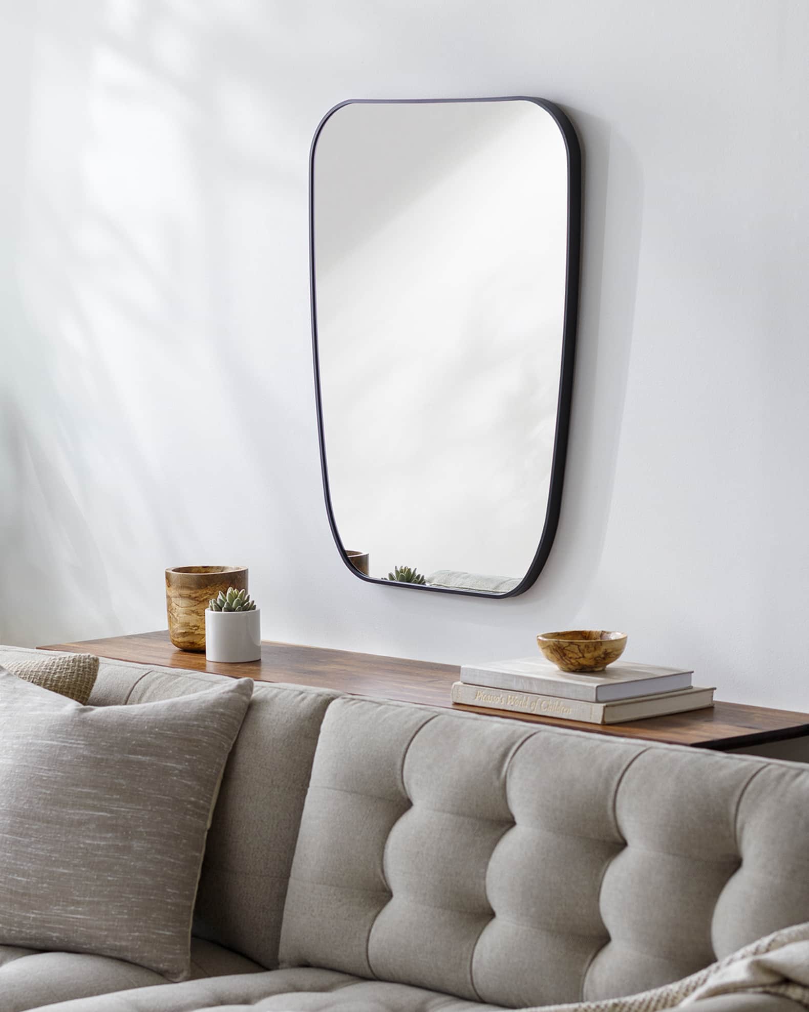 Surya Aranya 32" Shield Wall Mirror, Black Neiman Marcus