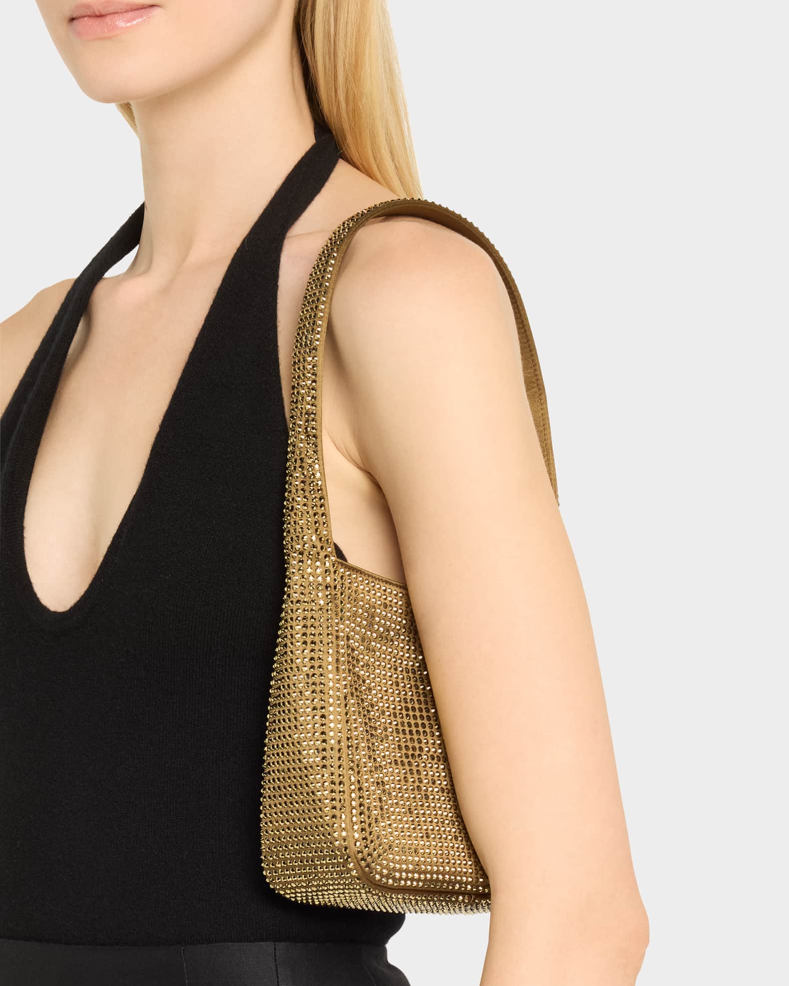 Saint Laurent Le 5 A 7 YSL Hobo Bag in Rhinestone Satin