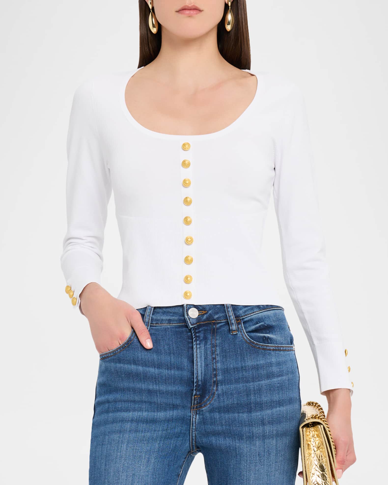 L'Agence Saga Square-Neck Corset Top | Neiman Marcus
