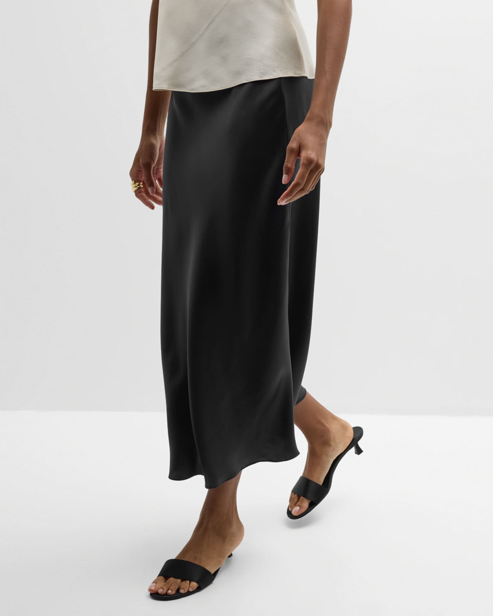 Silk midi skirt black cheap