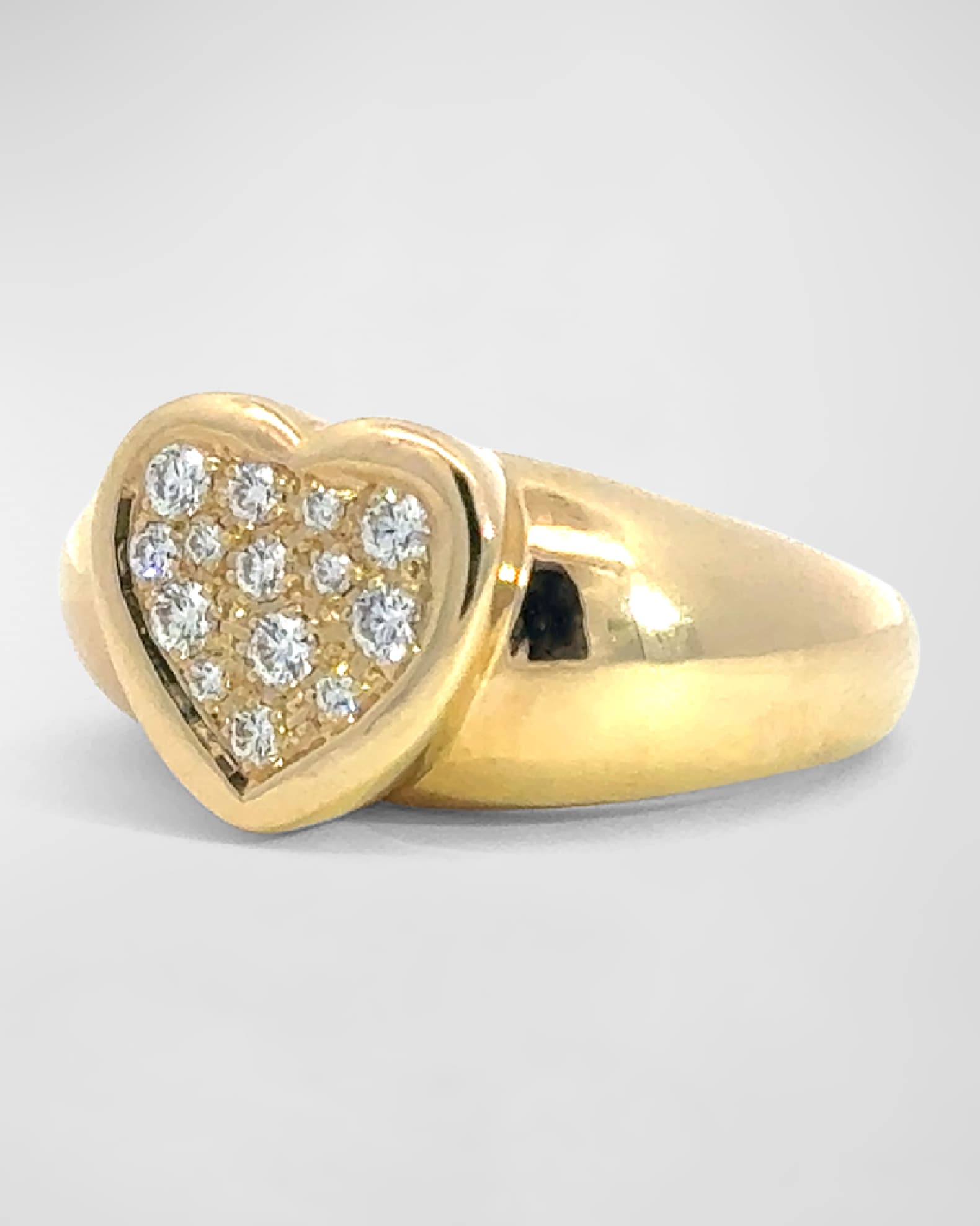 18K Yellow Gold Baby Love Heart Pave Gypsy Band Ring 1