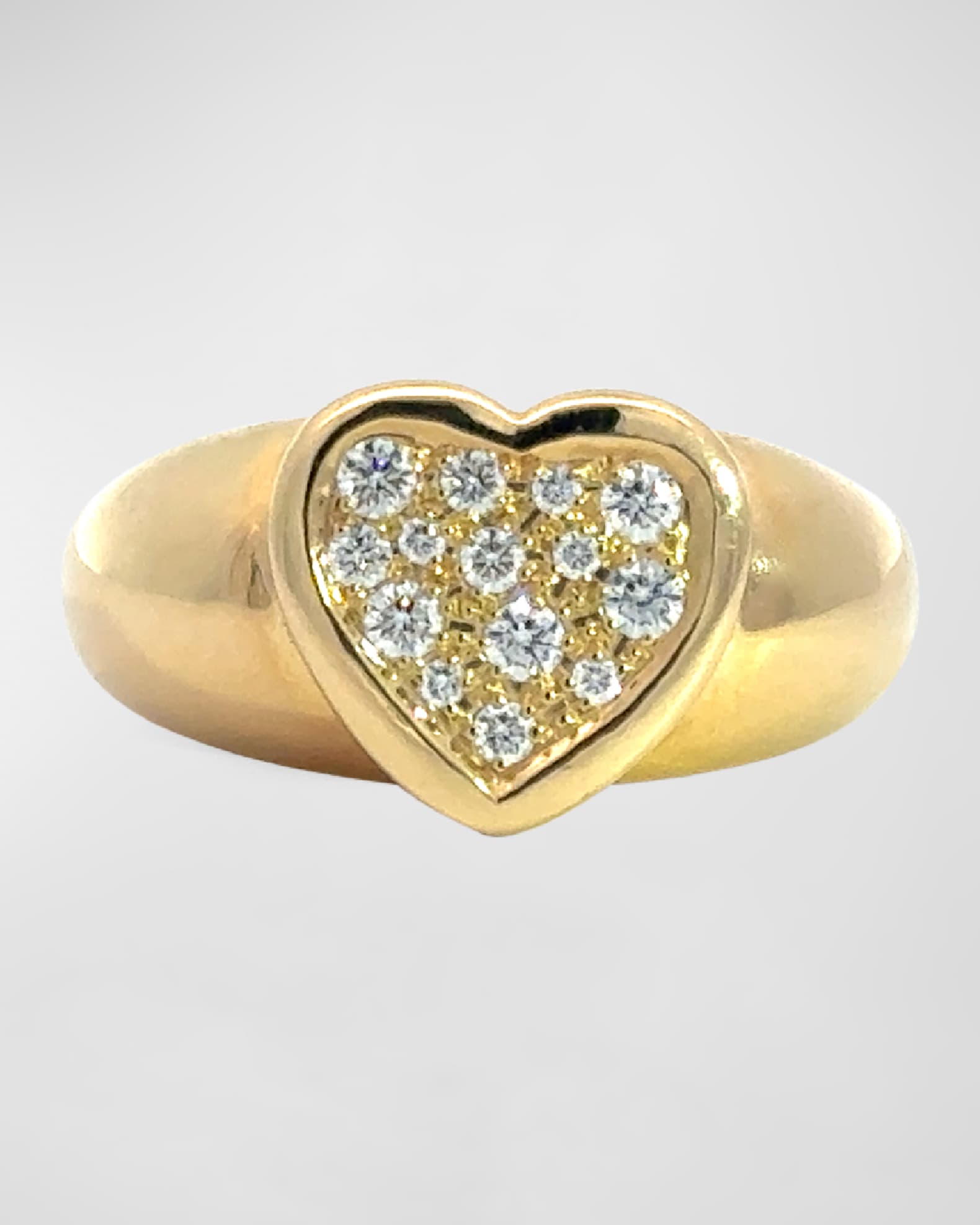 18K Yellow Gold Baby Love Heart Pave Gypsy Band Ring 0