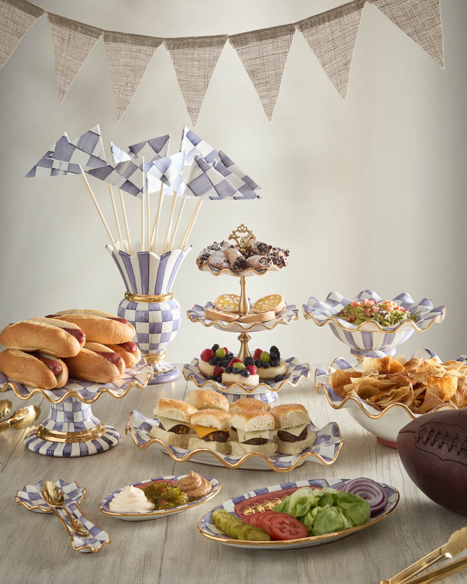 Plum Check Football Platter 1
