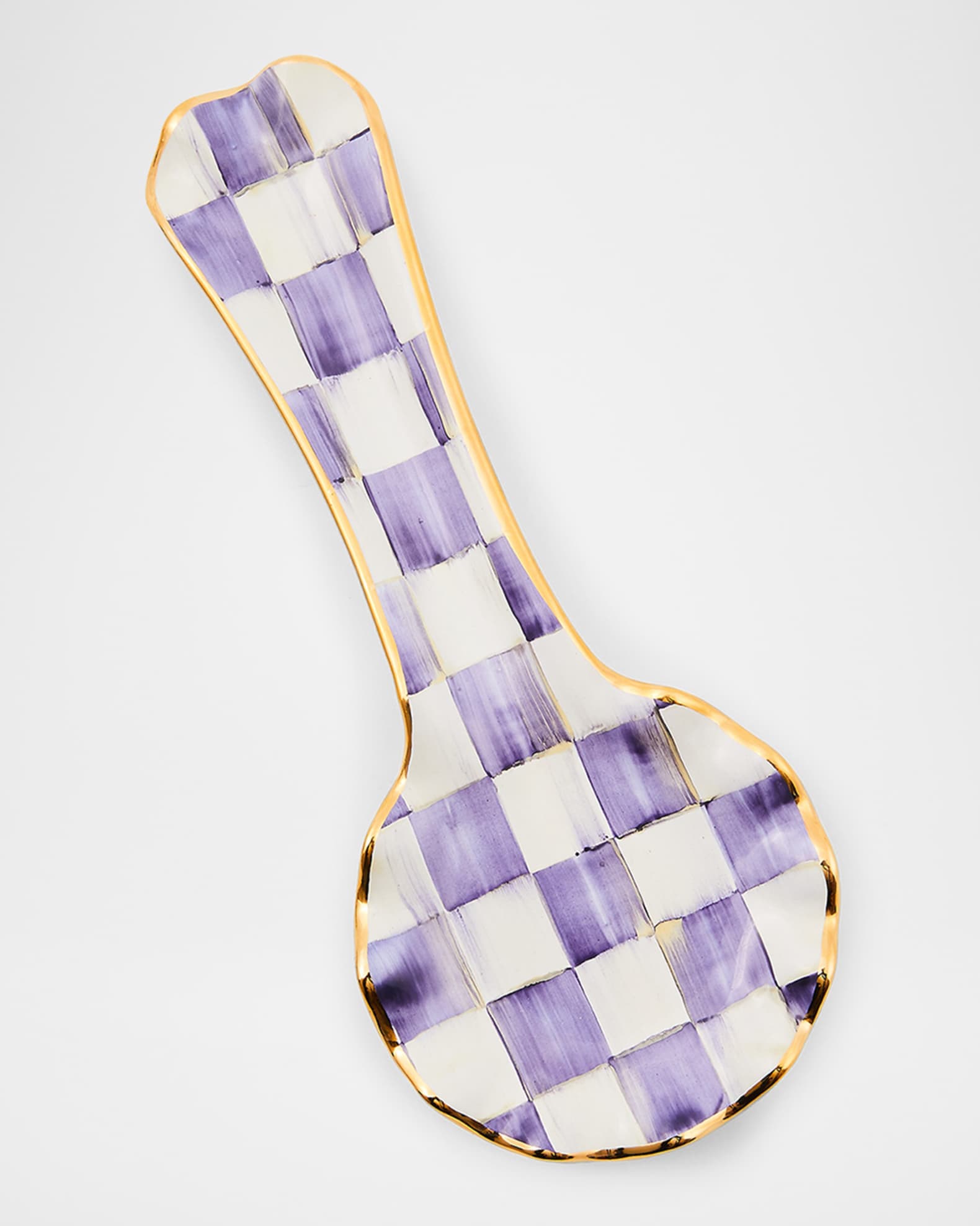 Plum Check Ceramic Spoon Rest 0