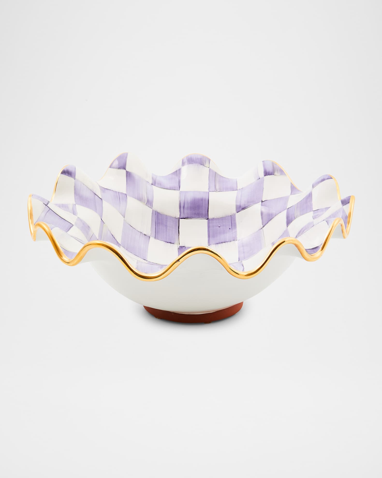 Plum Check Medium Ceramic Fluted Serving Bowl 0