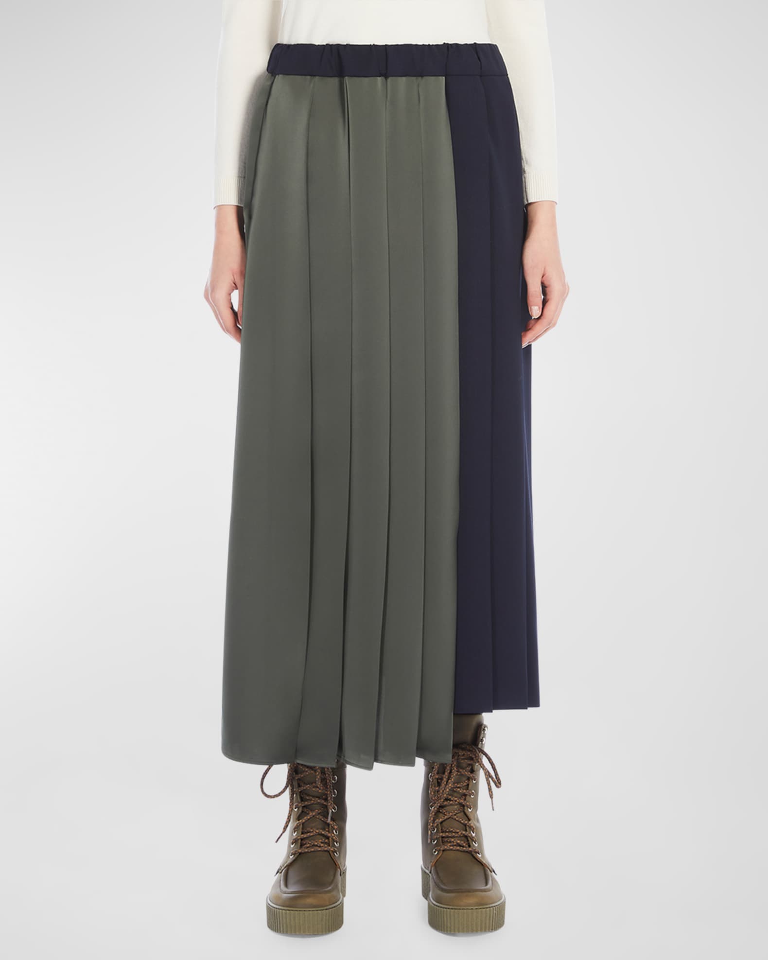 Managua Pleated Colorblock Midi Skirt 1