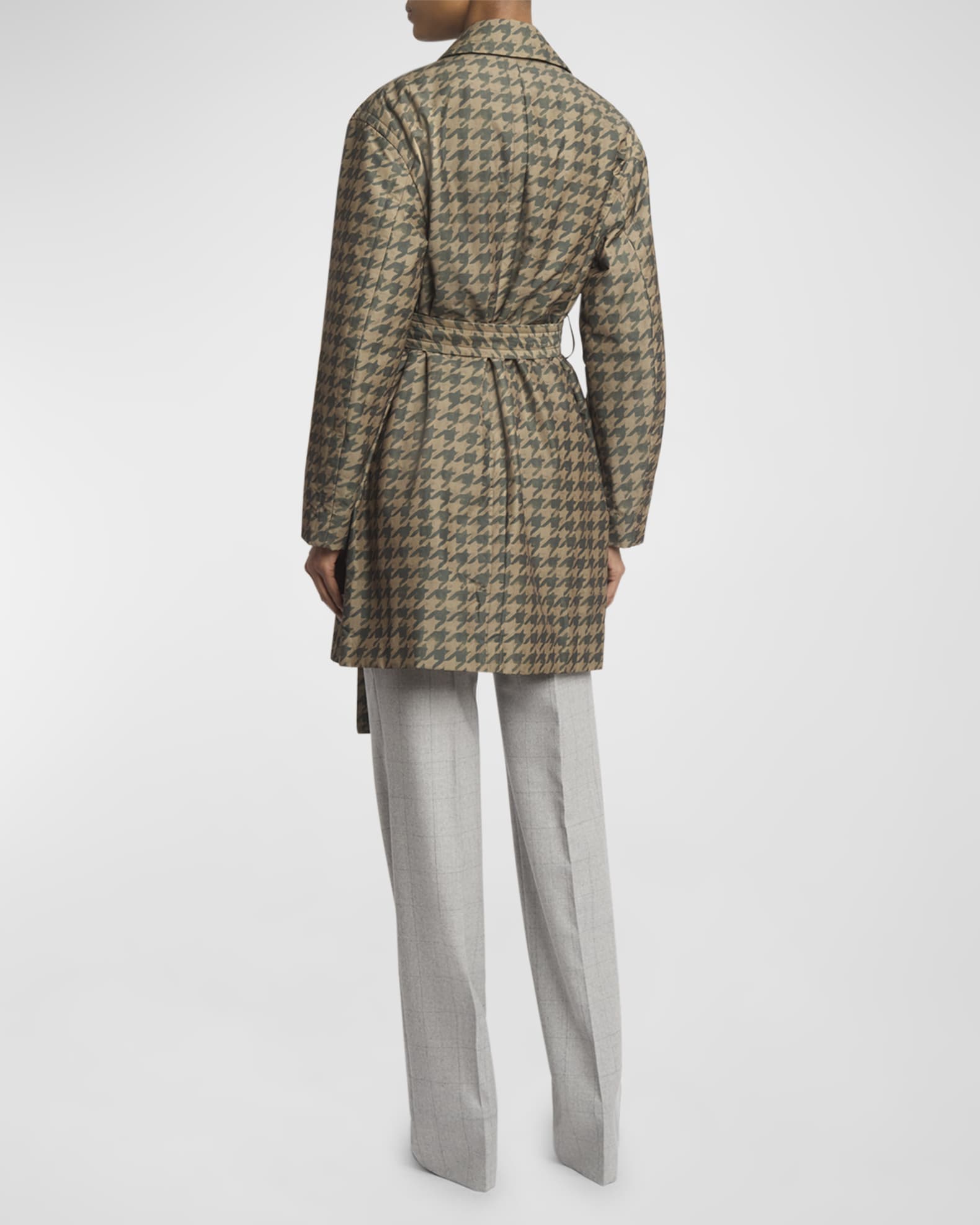 Dries Van Noten Ramblas Houndstooth Belted Trench Coat Neiman Marcus