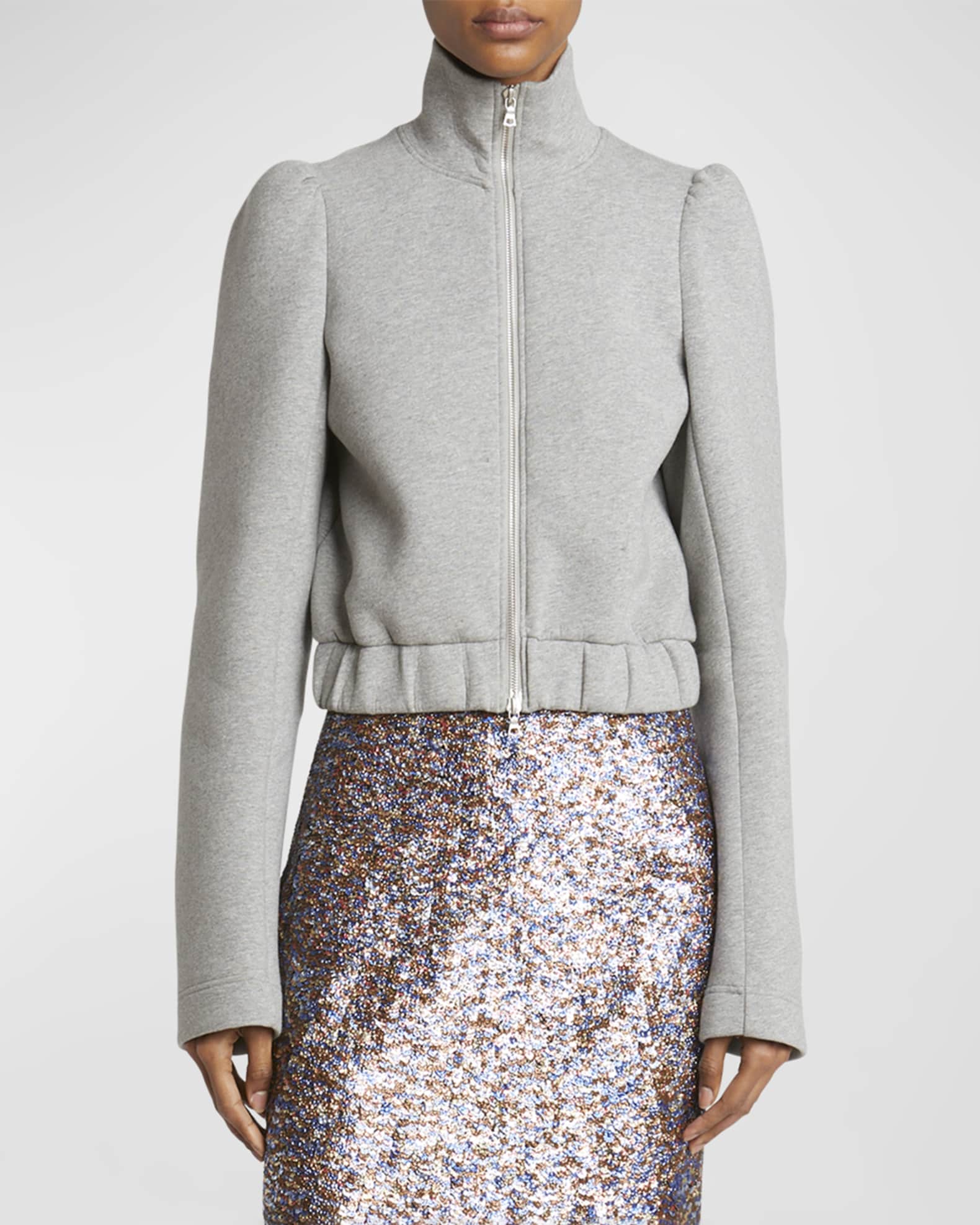Dries Van Noten Huras Zip-Up Jacket with Elastic Hem Dries Van Noten Huras Zip-Up Jacket with Elastic Hem