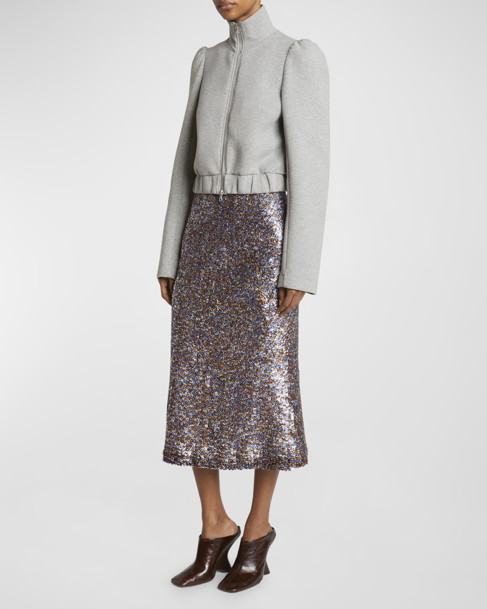Dries Van Noten Huras Zip-Up Jacket with Elastic Hem Dries Van Noten Huras Zip-Up Jacket with Elastic Hem