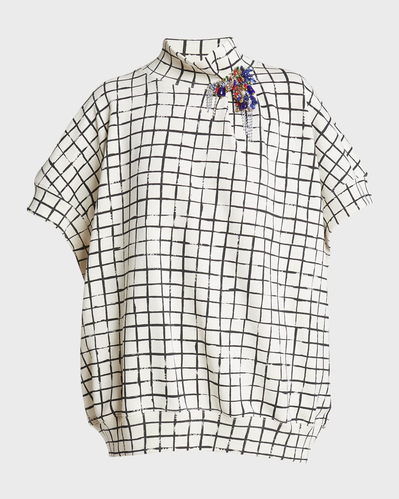 Halovara Grid Print Blouse with Rhinestone Details 0