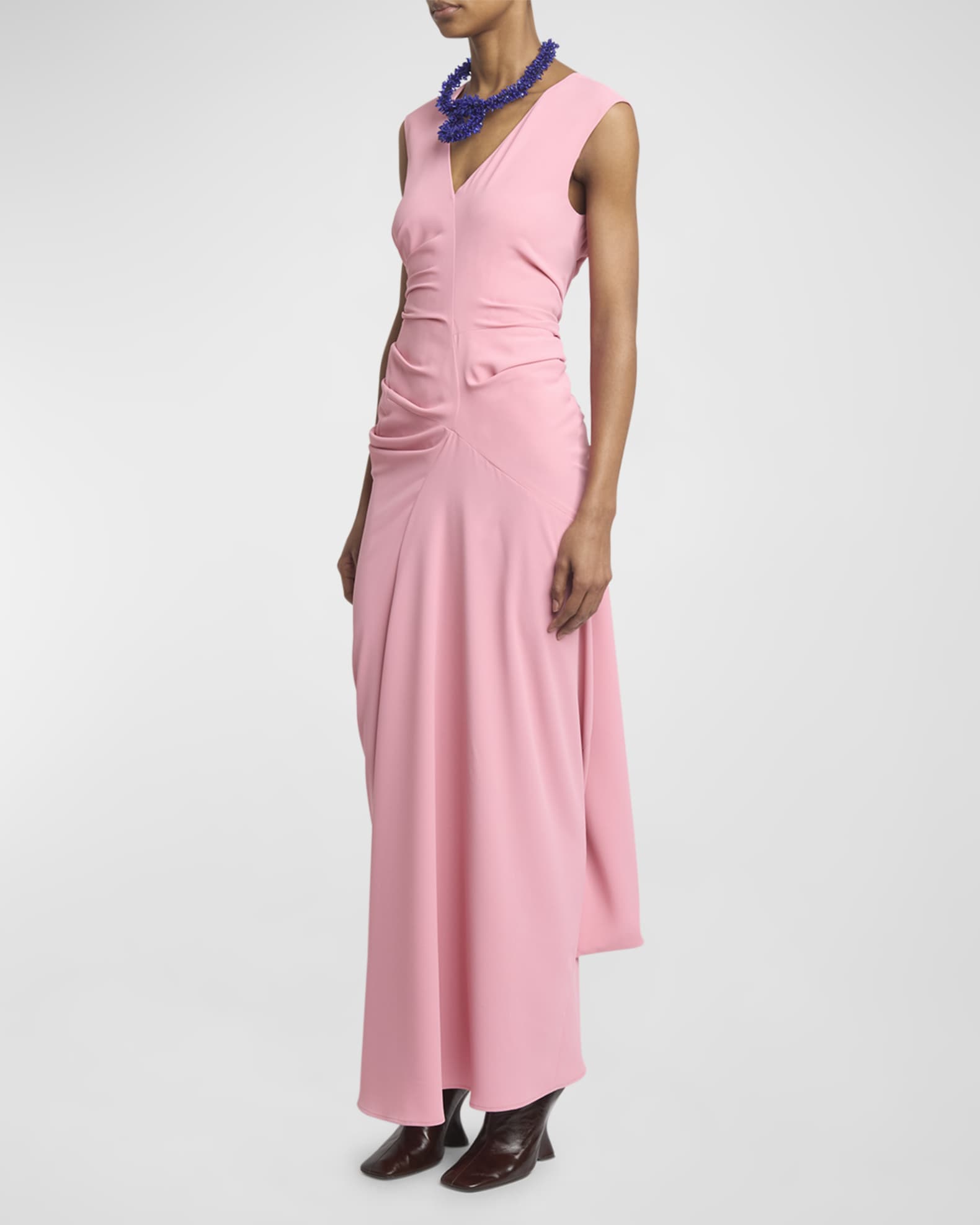 Dries Van Noten Daring Ruched Gown with Draped Back | Neiman Marcus