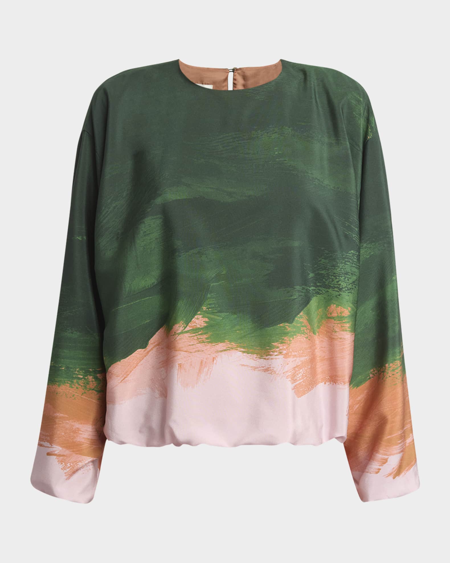 Dries Van Noten Capo Printed Shirt with Elastic Hem | Neiman Marcus