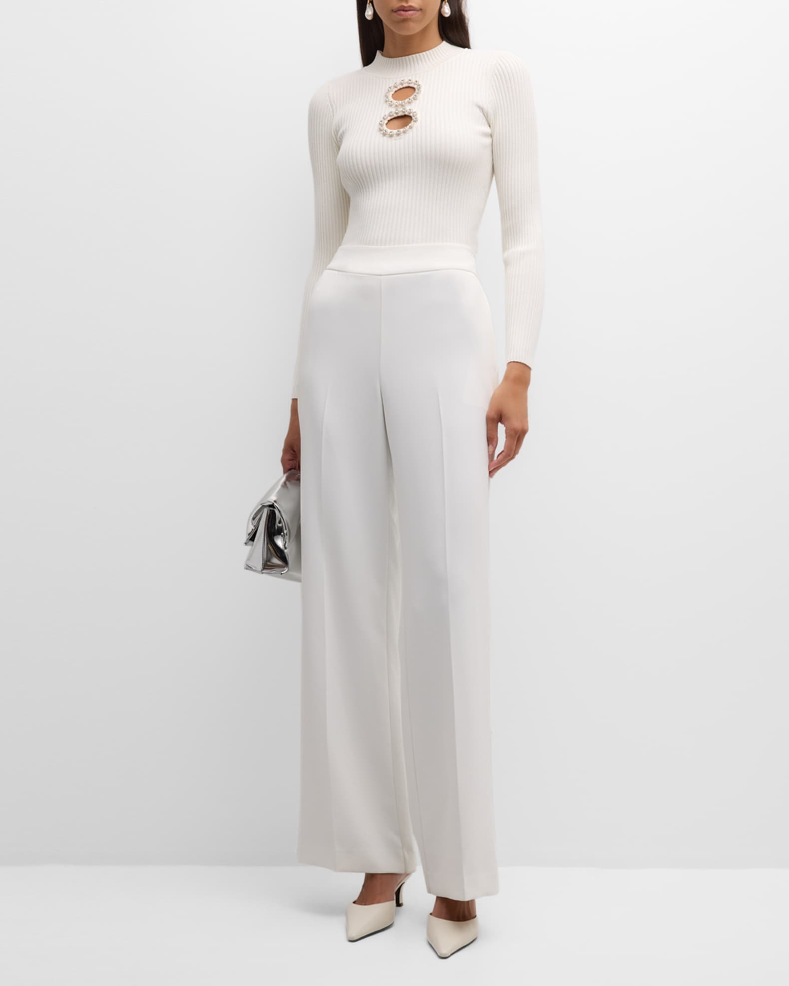 Crystal-Embellished Cutout Knit Top 1