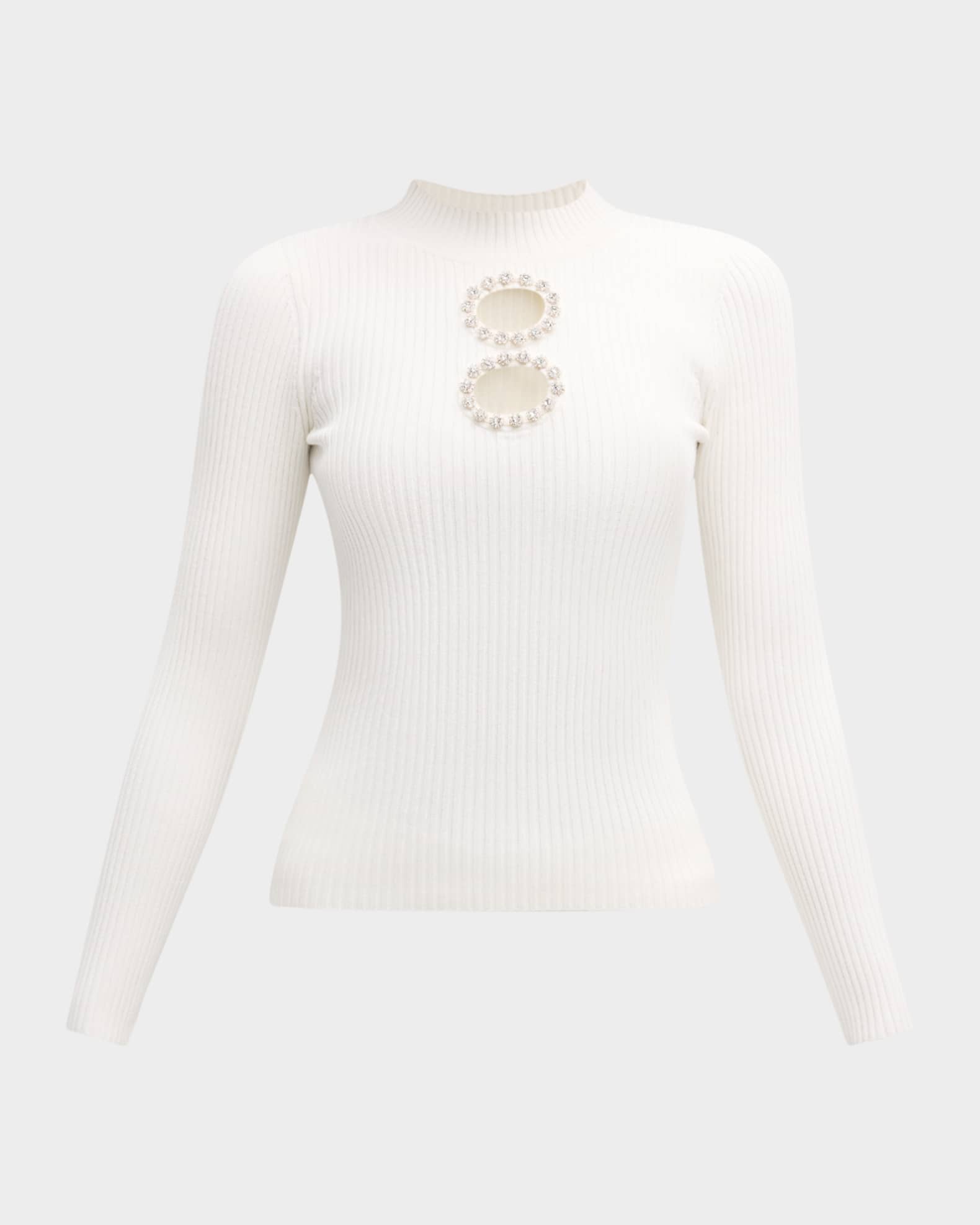 Crystal-Embellished Cutout Knit Top 0