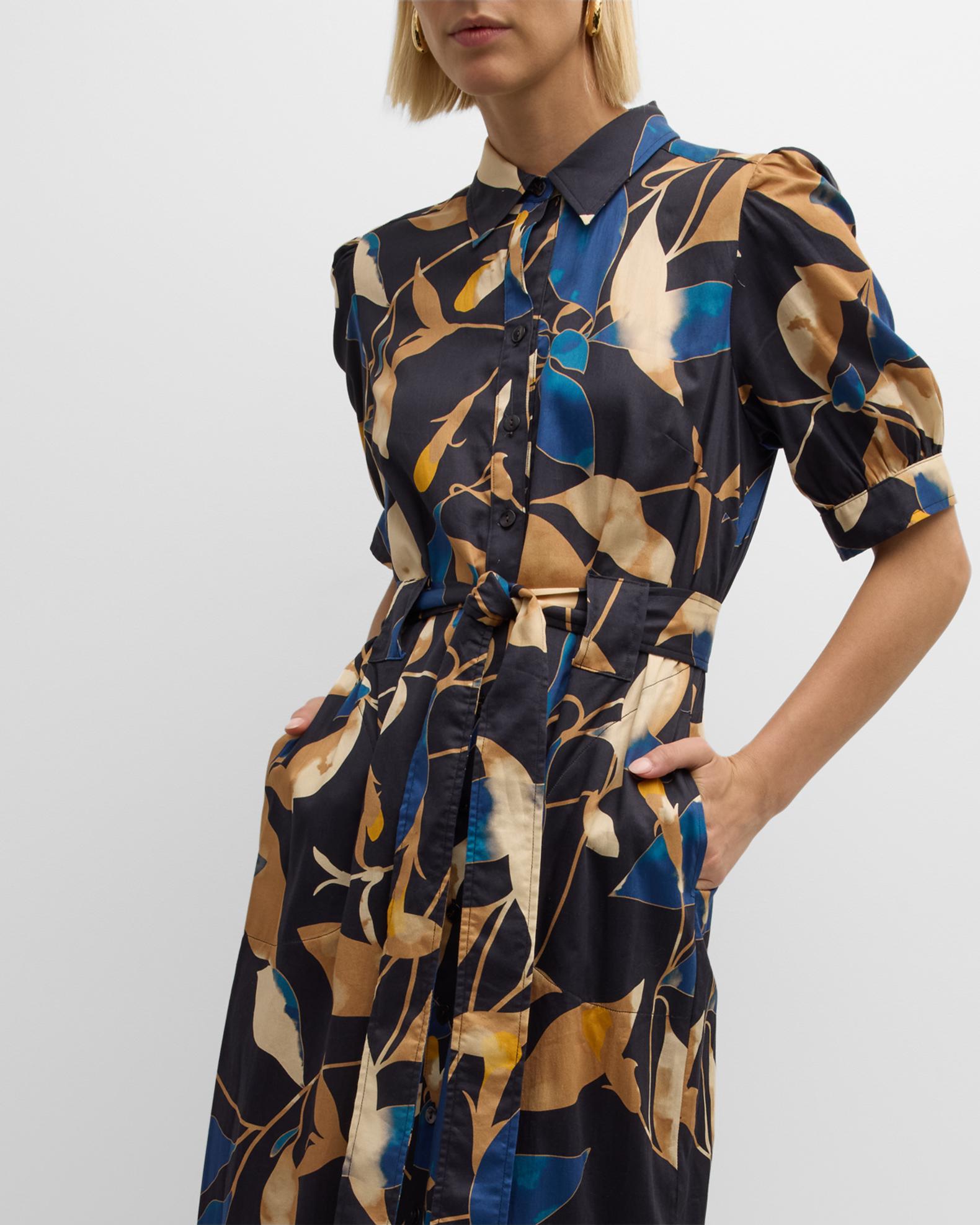 Finley Harper Floral-Print Column Midi Shirtdress | Neiman Marcus